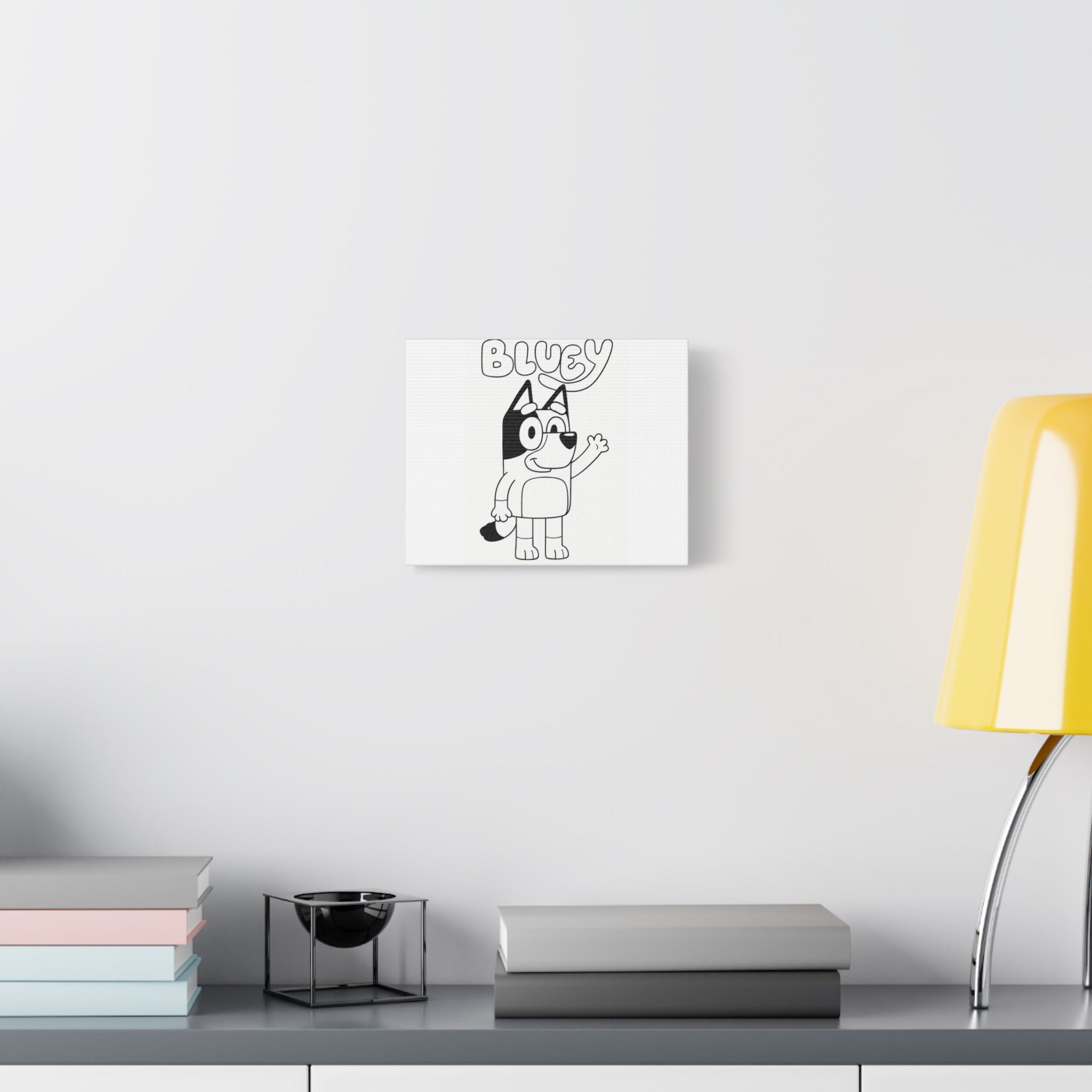 Canvas Wall Art — Black & White "Bluey" Character Print