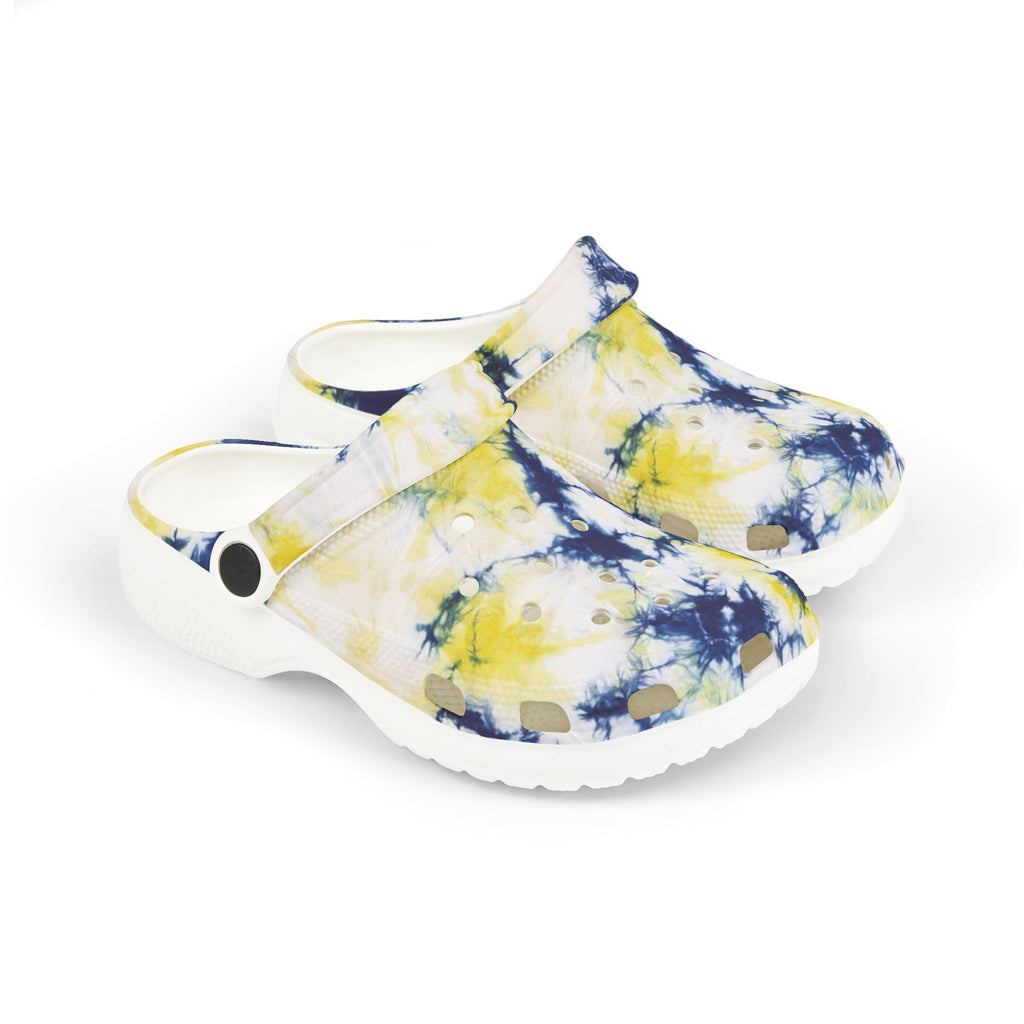 Kids Tie-Dye EVA Foam Clogs — Yellow & Navy Comfortable Garden Shoes