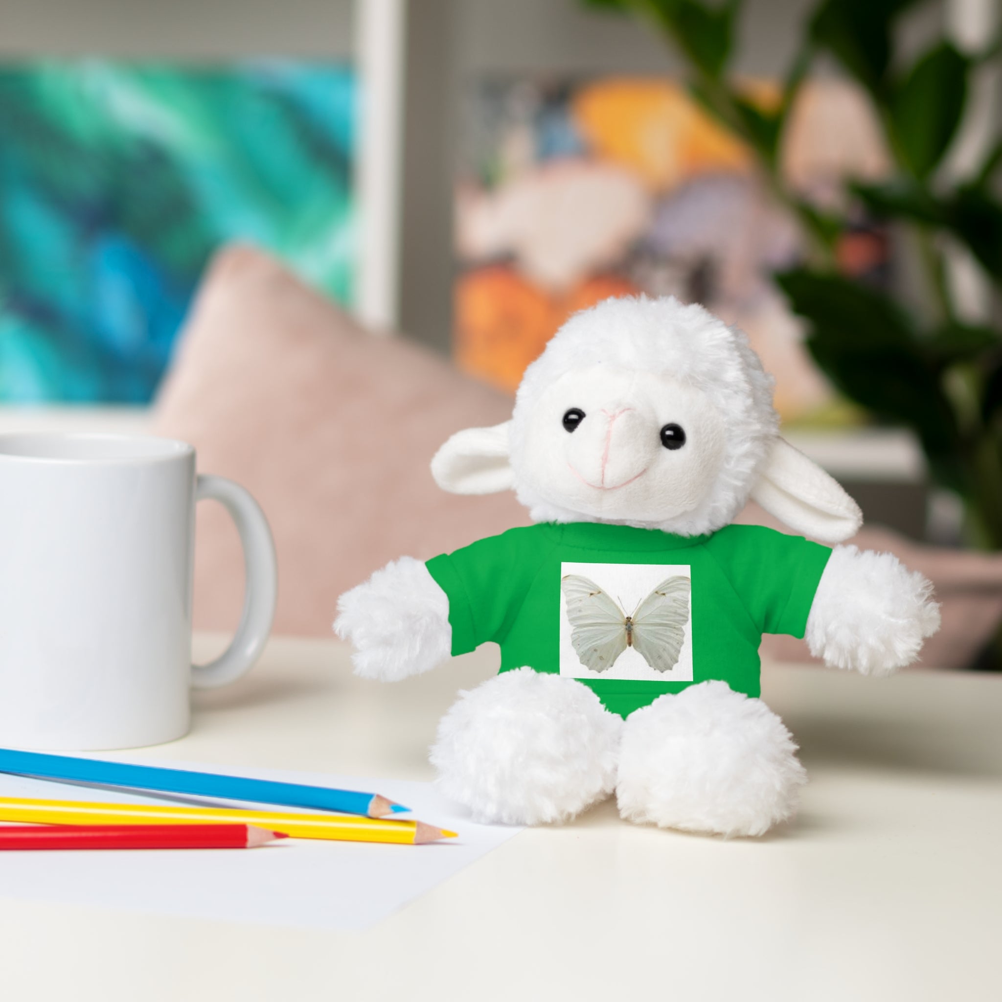 Plush Teddy Bear with Butterfly Tee — Soft Stuffed Animal Gift