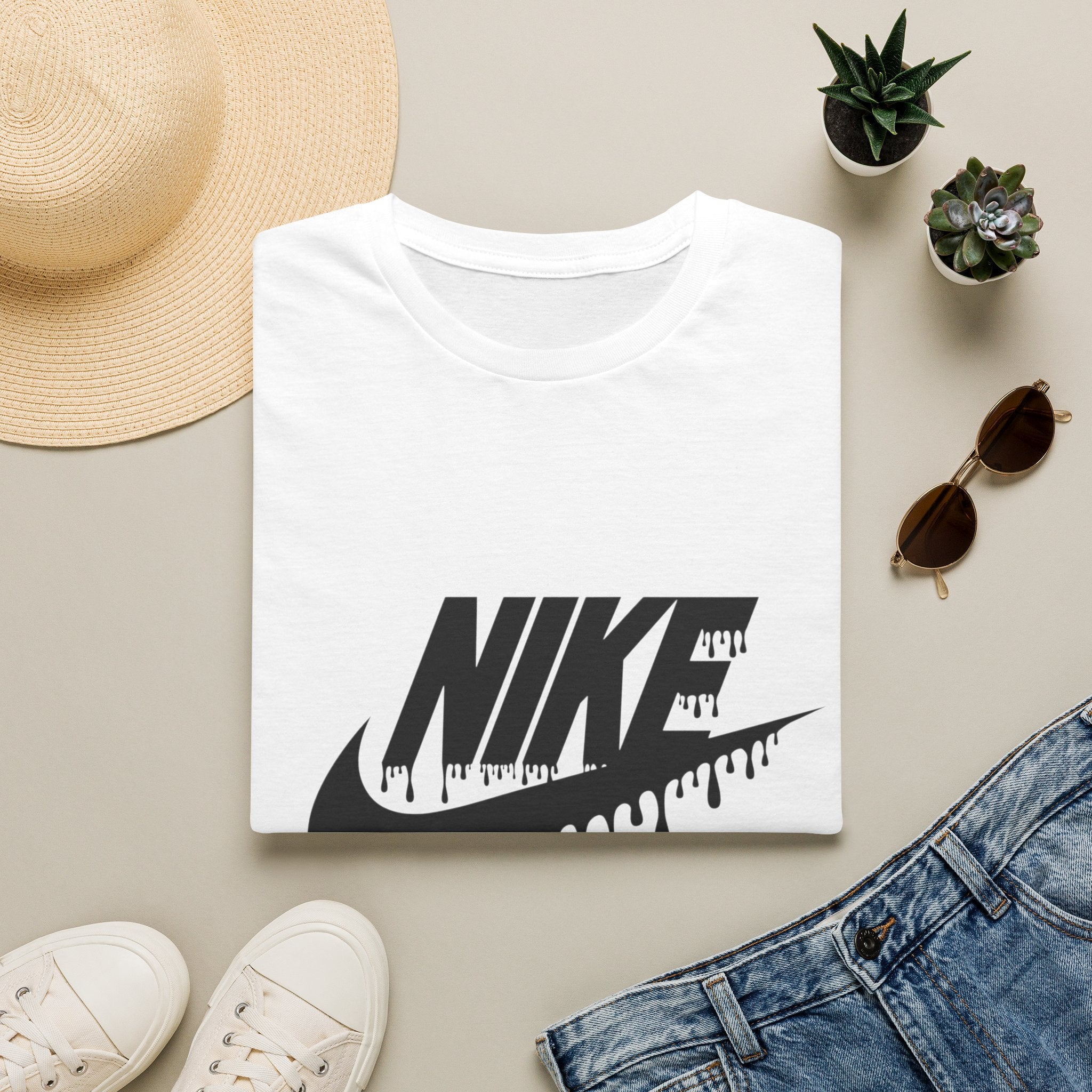 Drip Logo T‑Shirt — Black 'NIKE' Dripping Swoosh Graphic Tee