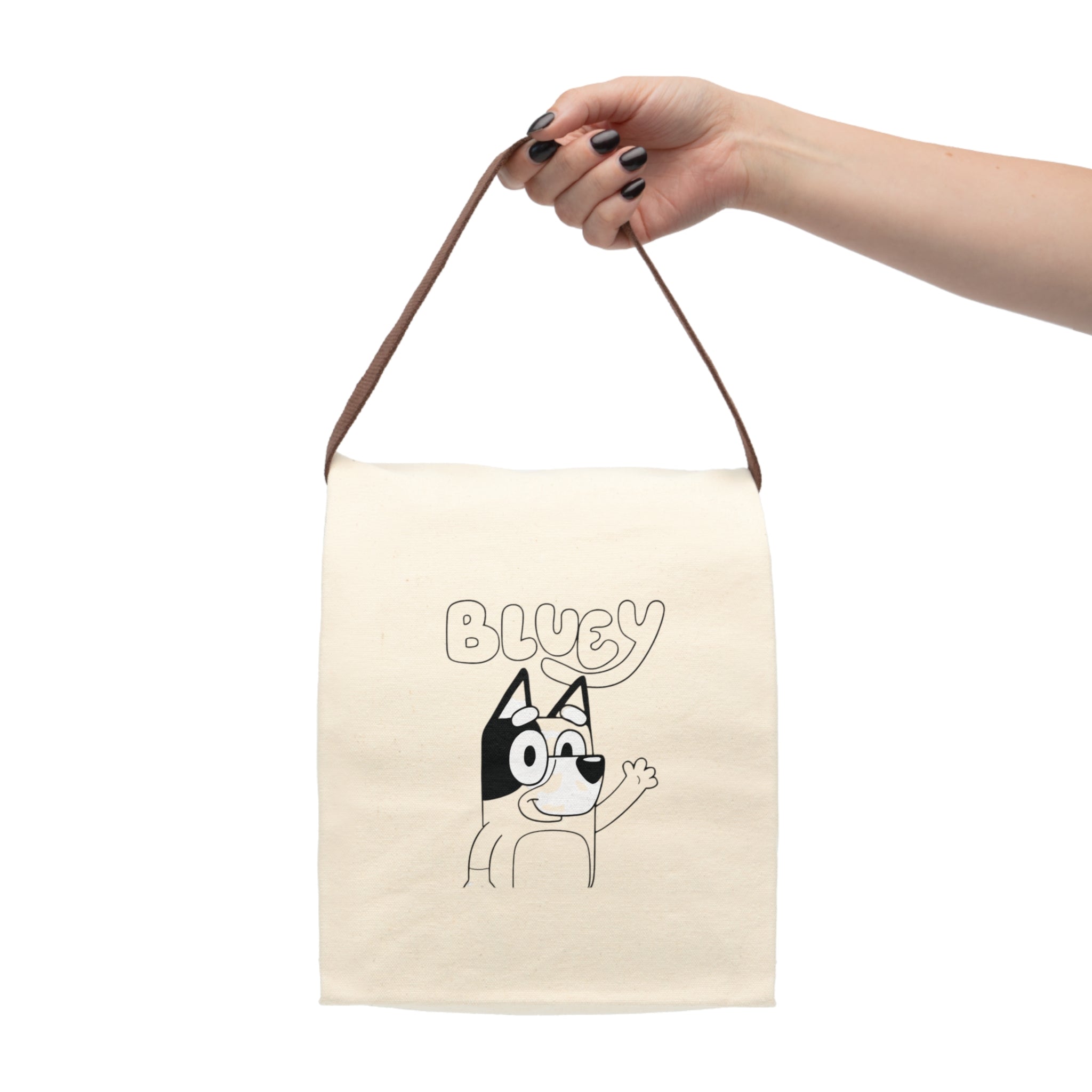 Bluey Canvas Lunch Bag — Kids Cartoon Insulated Lunch Tote with Strap