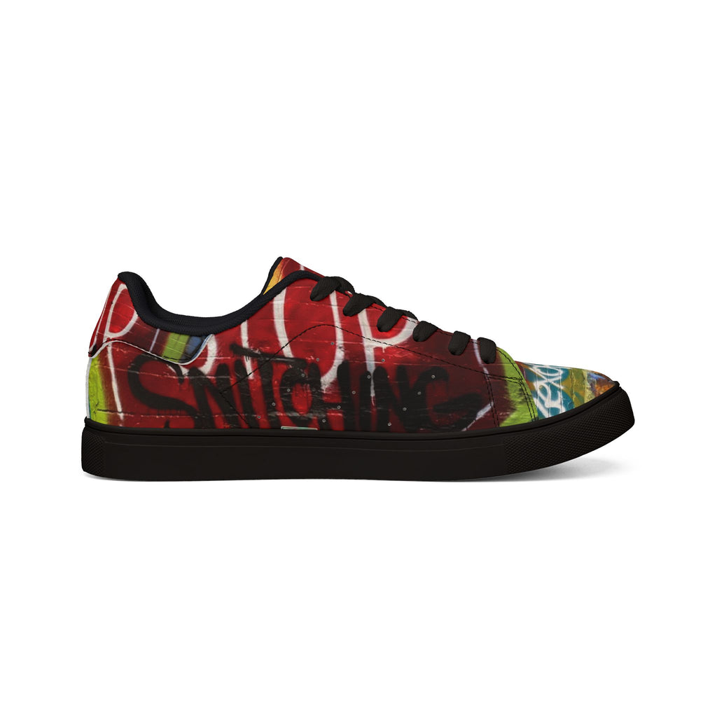 Graffiti 'STOP' Low-Top Leather Sneakers — Urban Street Style Shoes