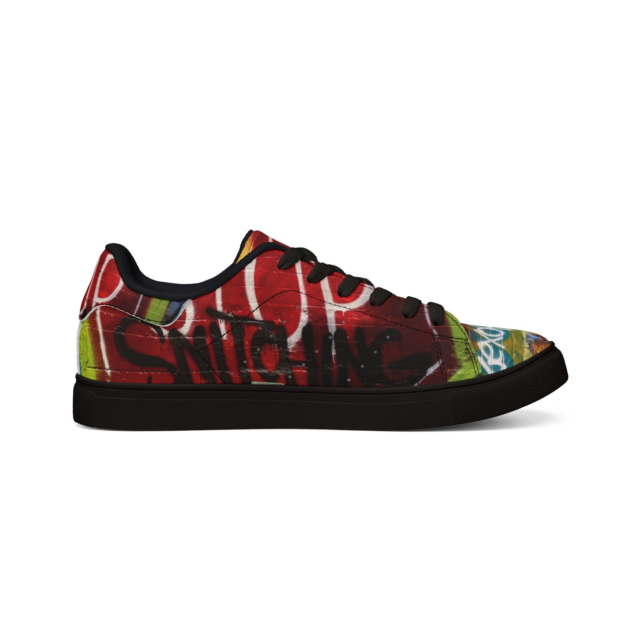 Graffiti 'STOP' Low-Top Leather Sneakers — Urban Street Style Shoes