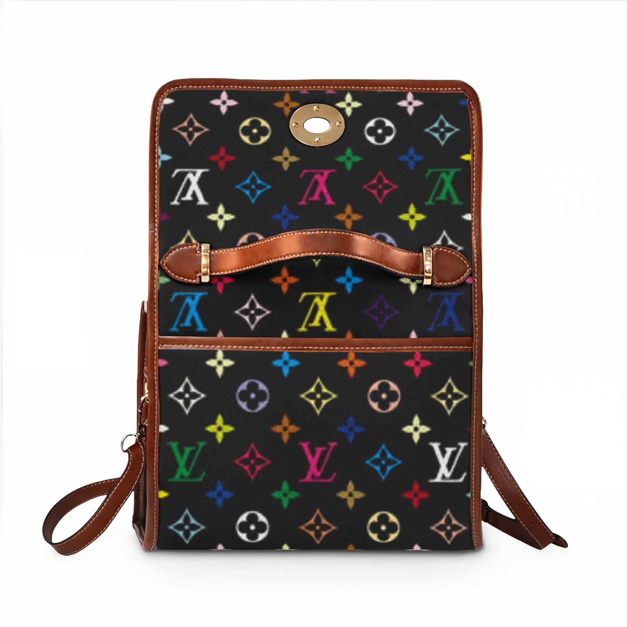 Designer-Inspired Canvas Handbag — Multicolor Monogram Waterproof Bag
