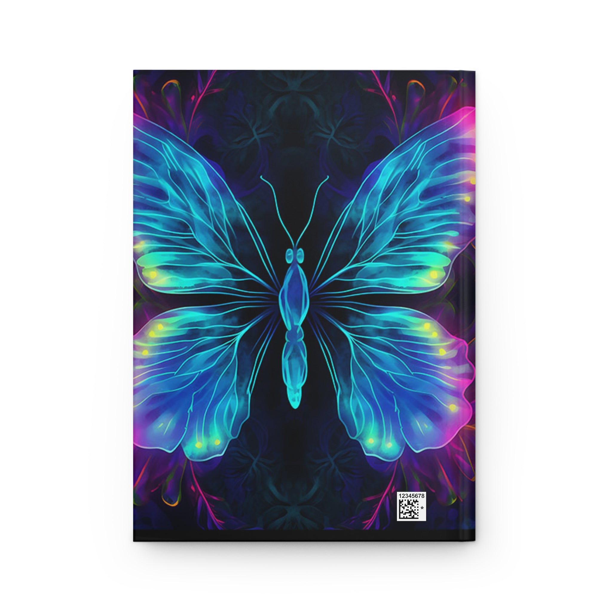 Butterfly Hardcover Journal — Neon Red & Blue Fantasy Notebook for Writing, Art, Gifts