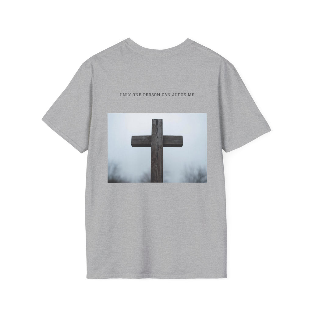 Cross Photo T-Shirt — "Only One Person Can Judge Me" Christian Tee