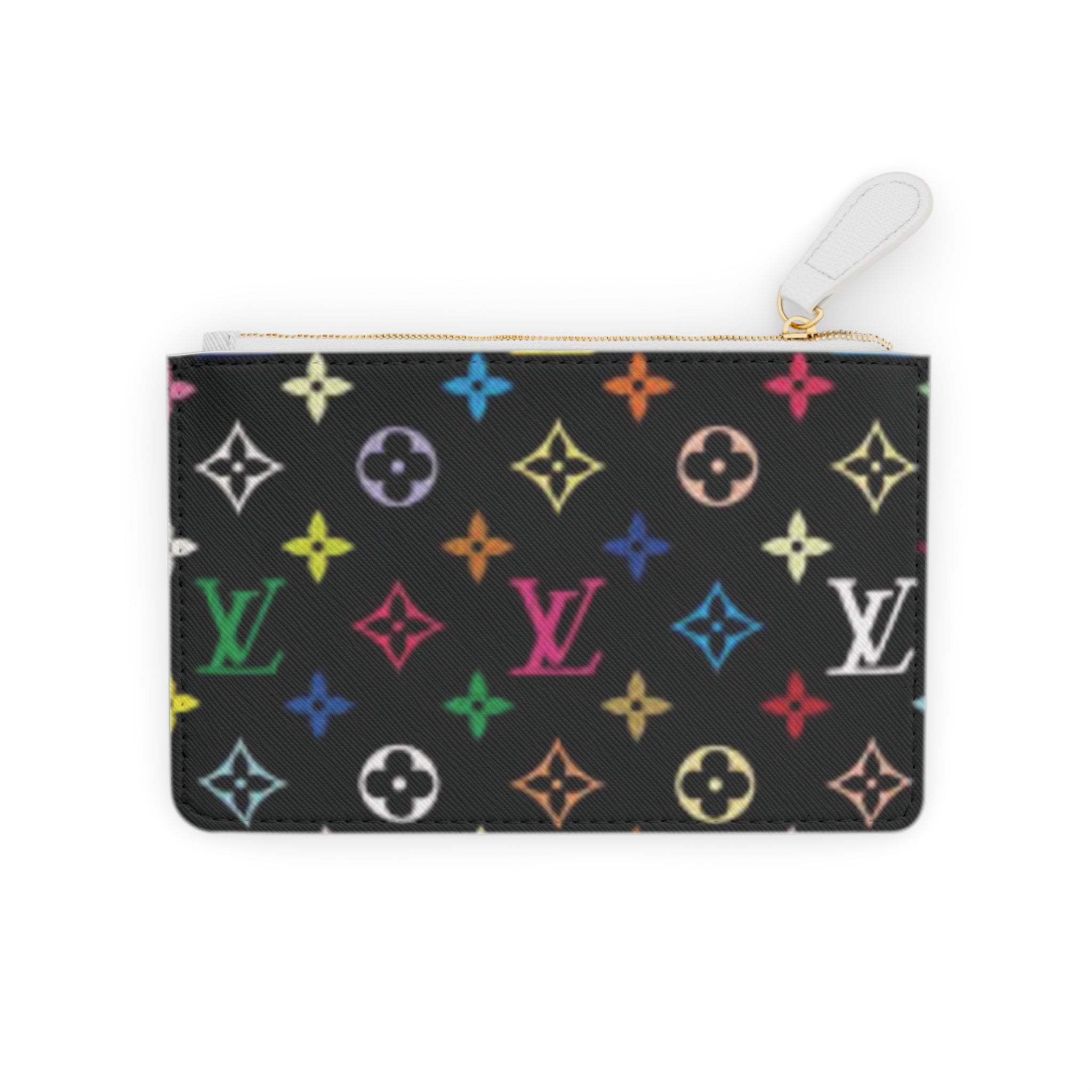 Mini Clutch Bag — Black Rainbow Monogram Coin Pouch