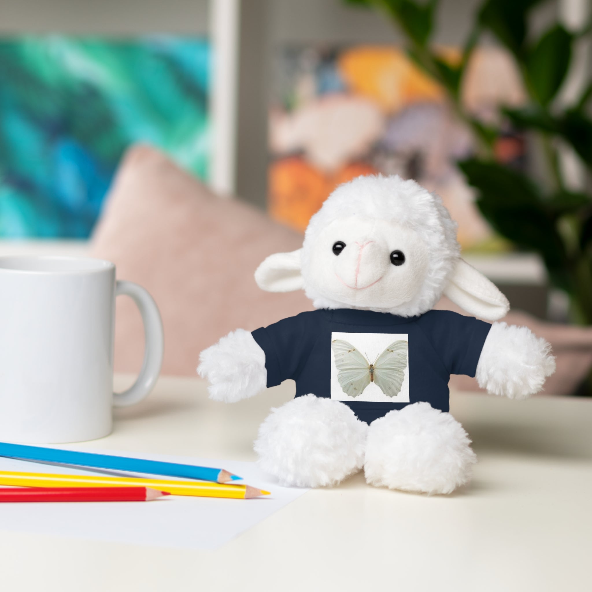 Plush Teddy Bear with Butterfly Tee — Soft Stuffed Animal Gift