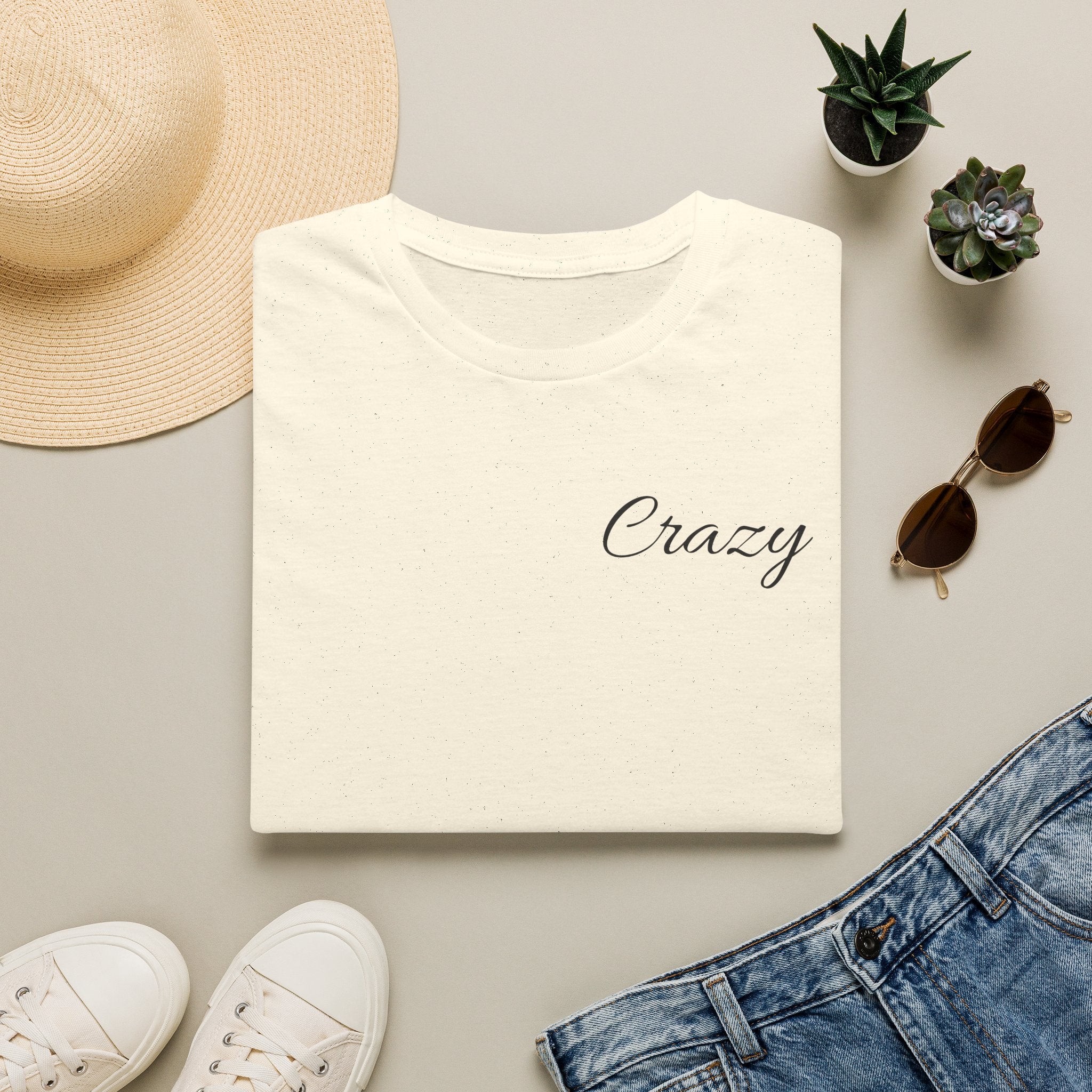 Crazy Script Tee — Minimal Script Graphic T‑Shirt