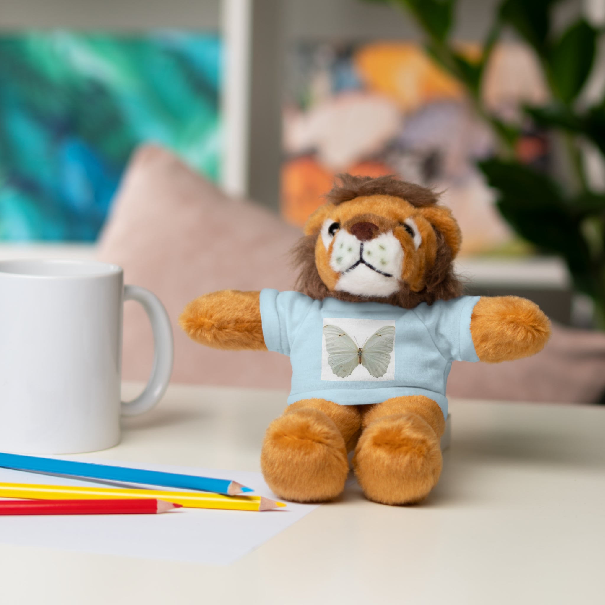 Plush Teddy Bear with Butterfly Tee — Soft Stuffed Animal Gift
