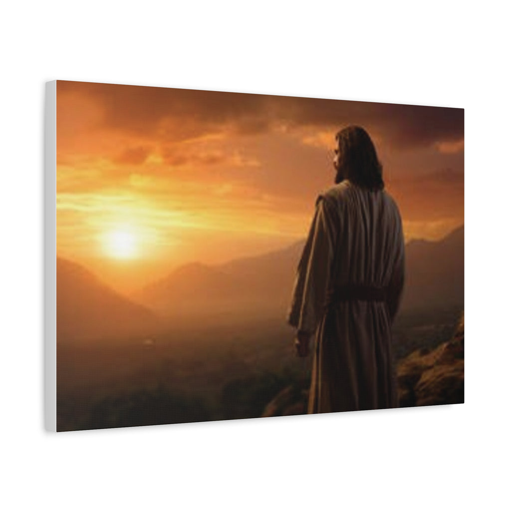 Inspirational Jesus Sunrise Matte Canvas Print — Religious Wall Art for Home & Church