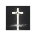 Believe Cross Square Magnet — Inspirational Christian Religious Fridge Magnet