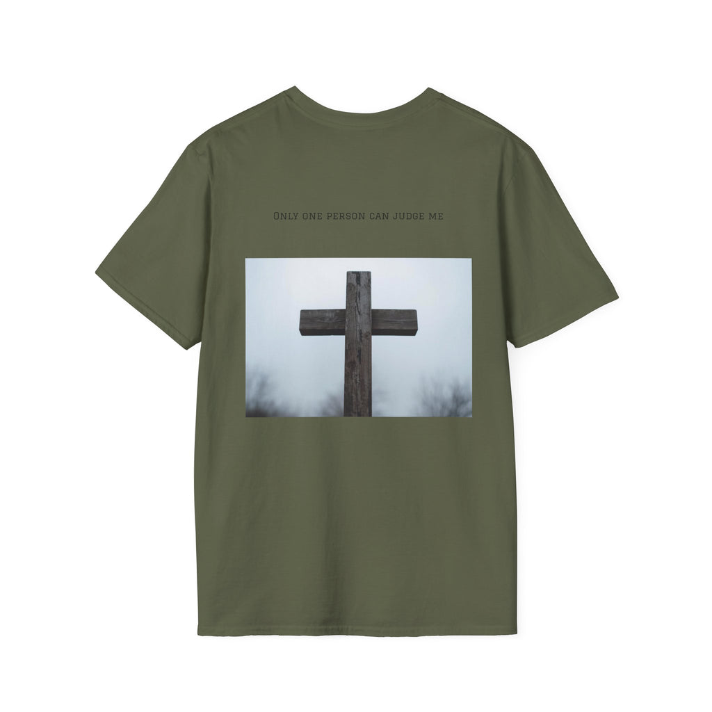 Cross Photo T-Shirt — "Only One Person Can Judge Me" Christian Tee