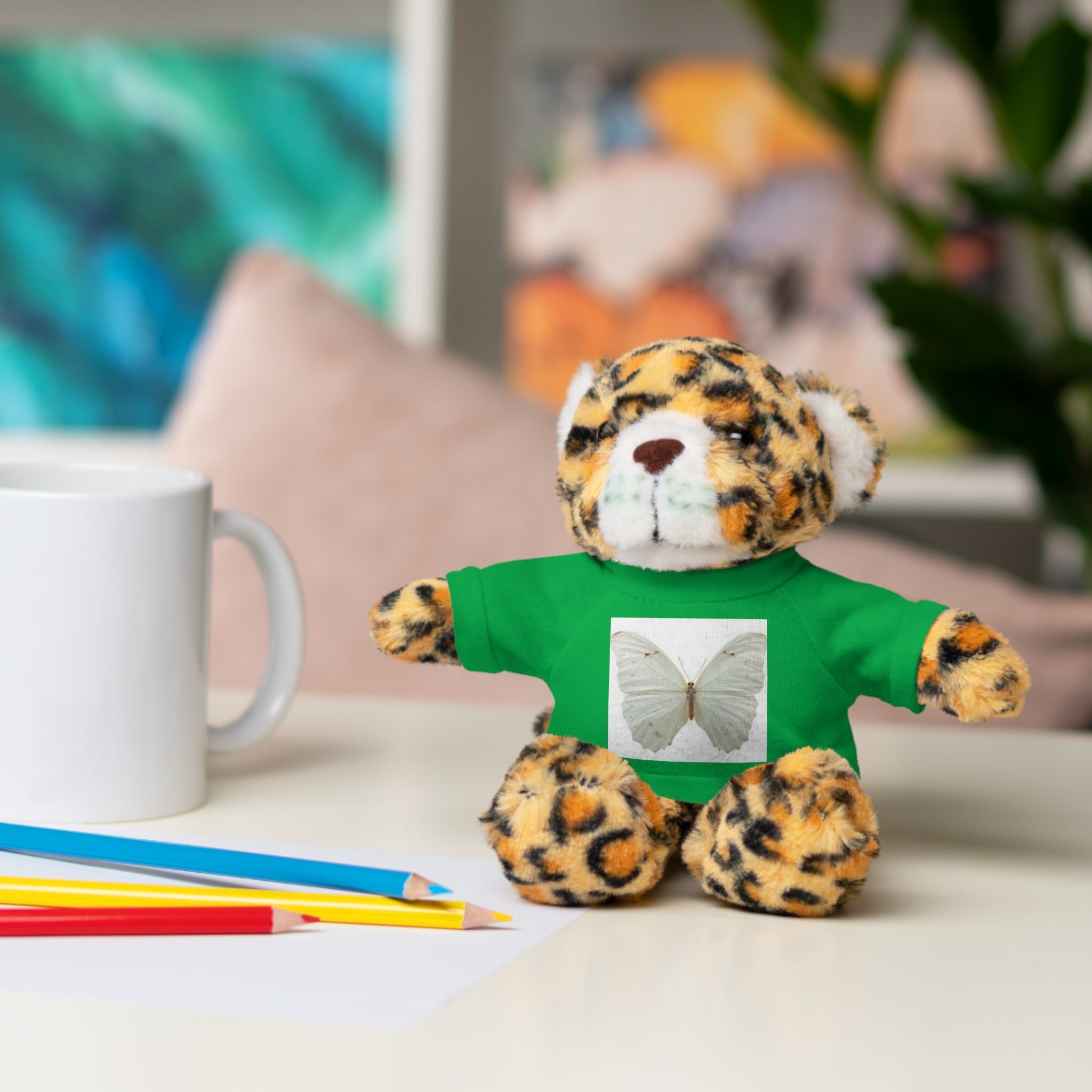 Plush Teddy Bear with Butterfly Tee — Soft Stuffed Animal Gift