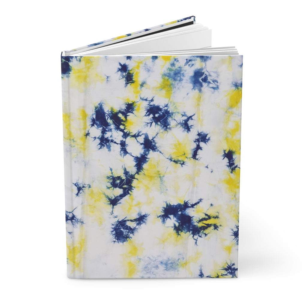 Tie-Dye Hardcover Journal – Blue & Yellow Abstract Notebook