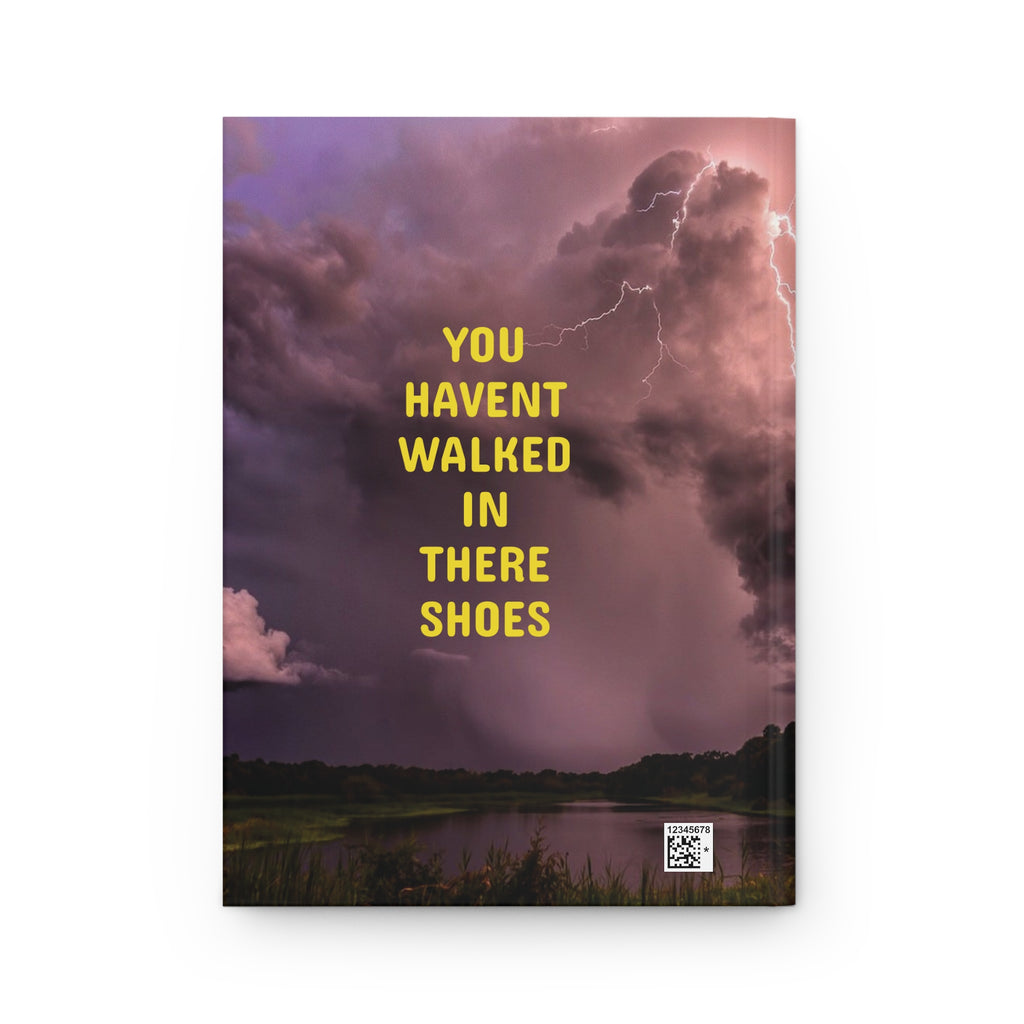 Hardcover Journal — "Never Judge a Book by Its Cover" Motivational Storm Cloud Notebook
