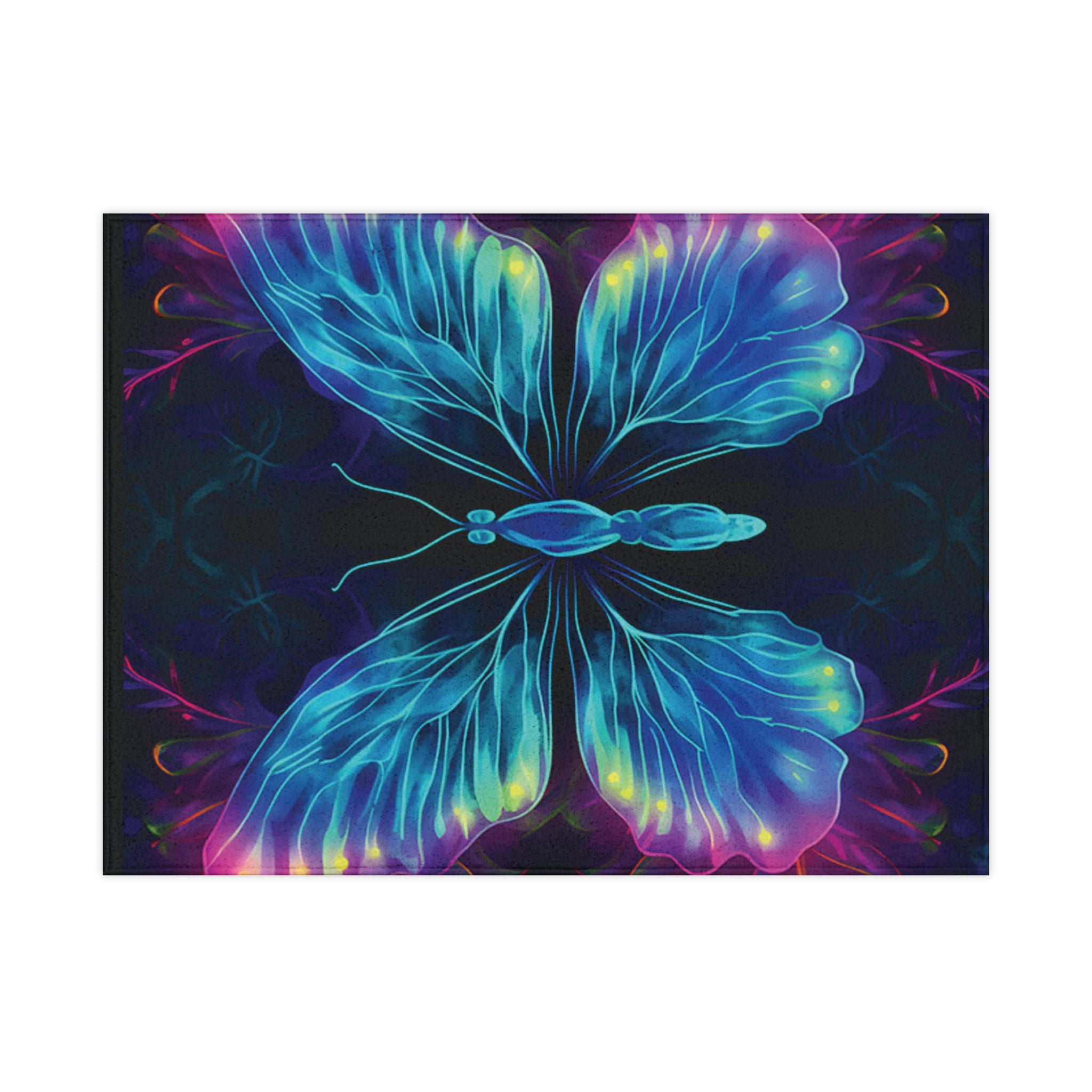 Butterfly Toddler Blanket — Neon Blue & Purple Dream Comfort