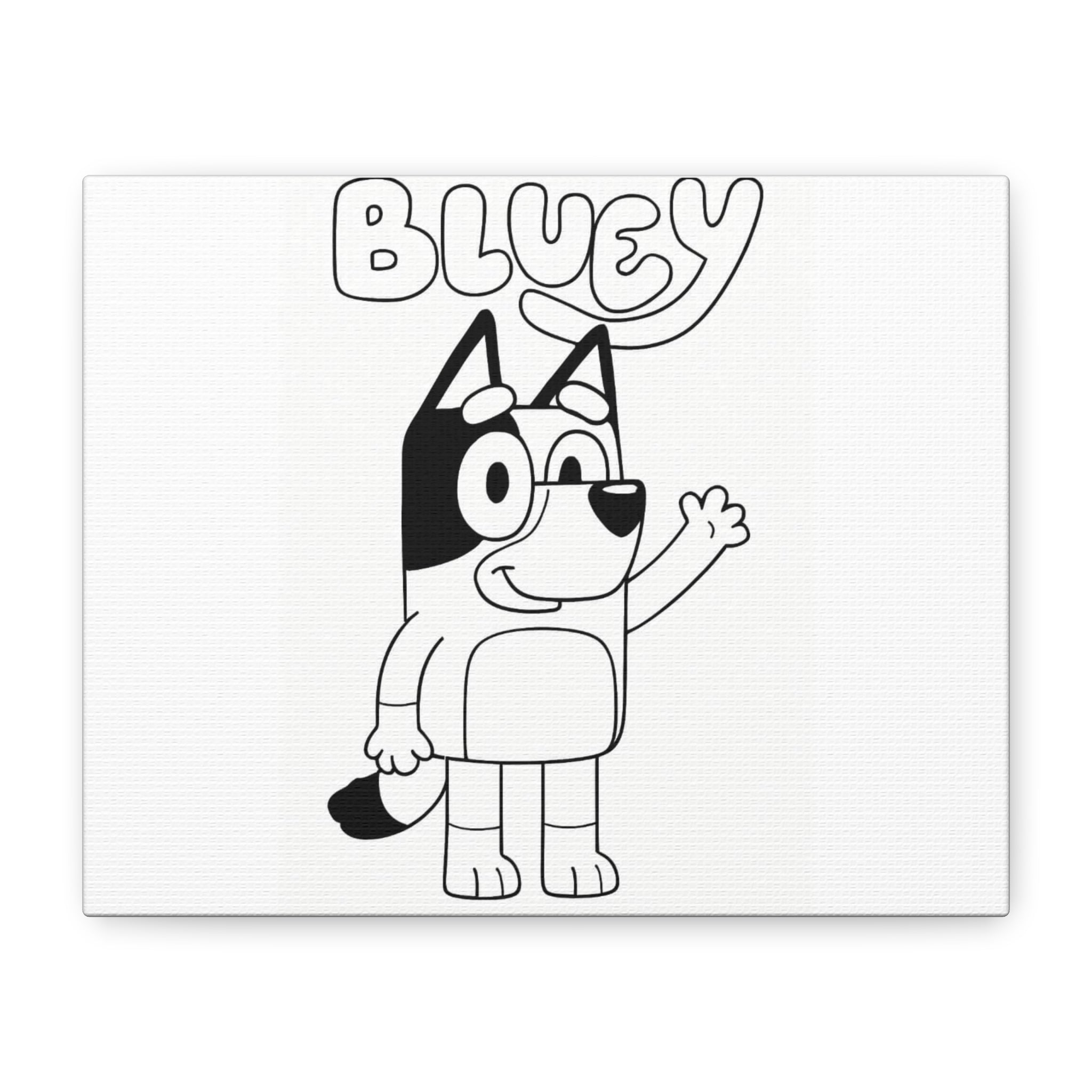 Canvas Wall Art — Black & White "Bluey" Character Print