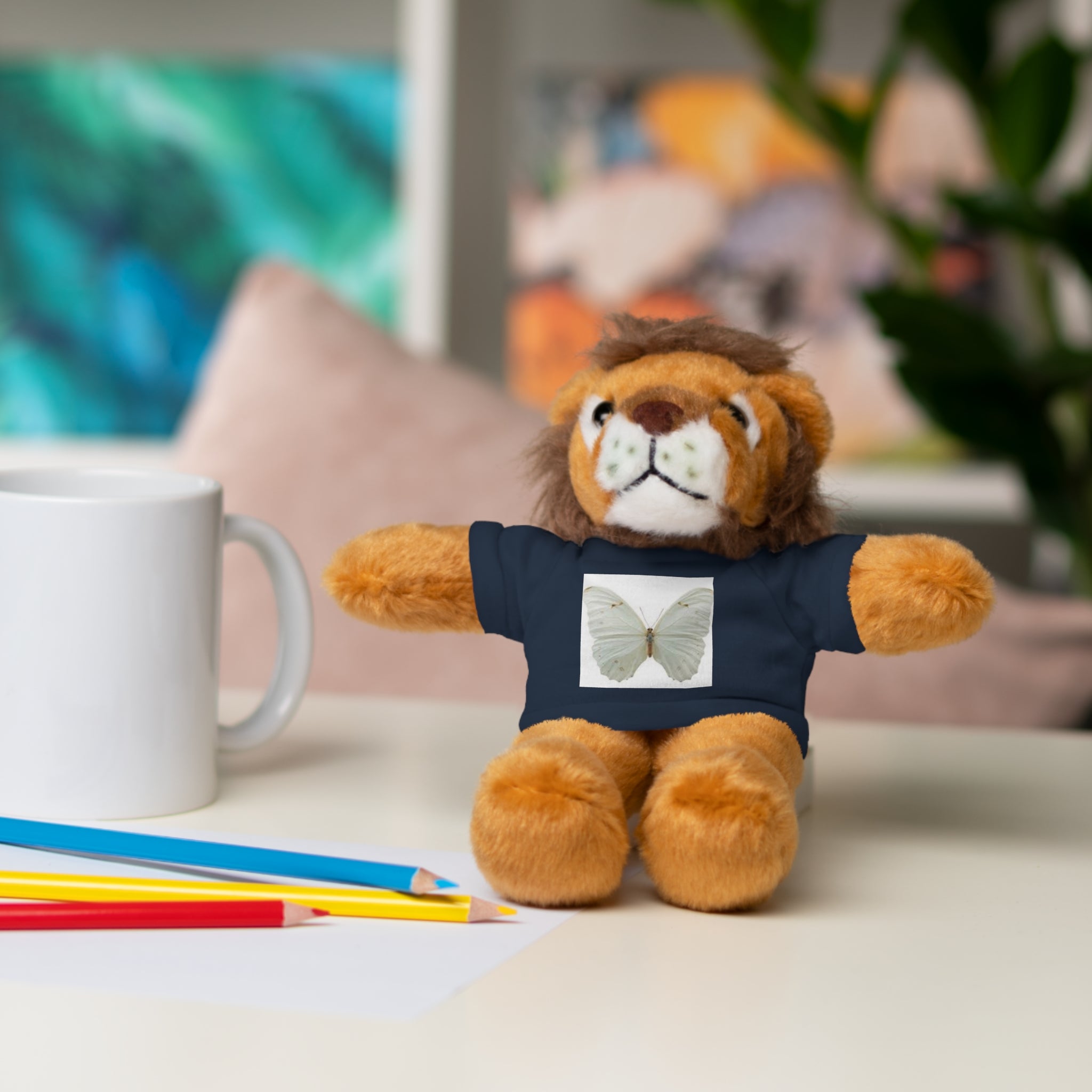Plush Teddy Bear with Butterfly Tee — Soft Stuffed Animal Gift