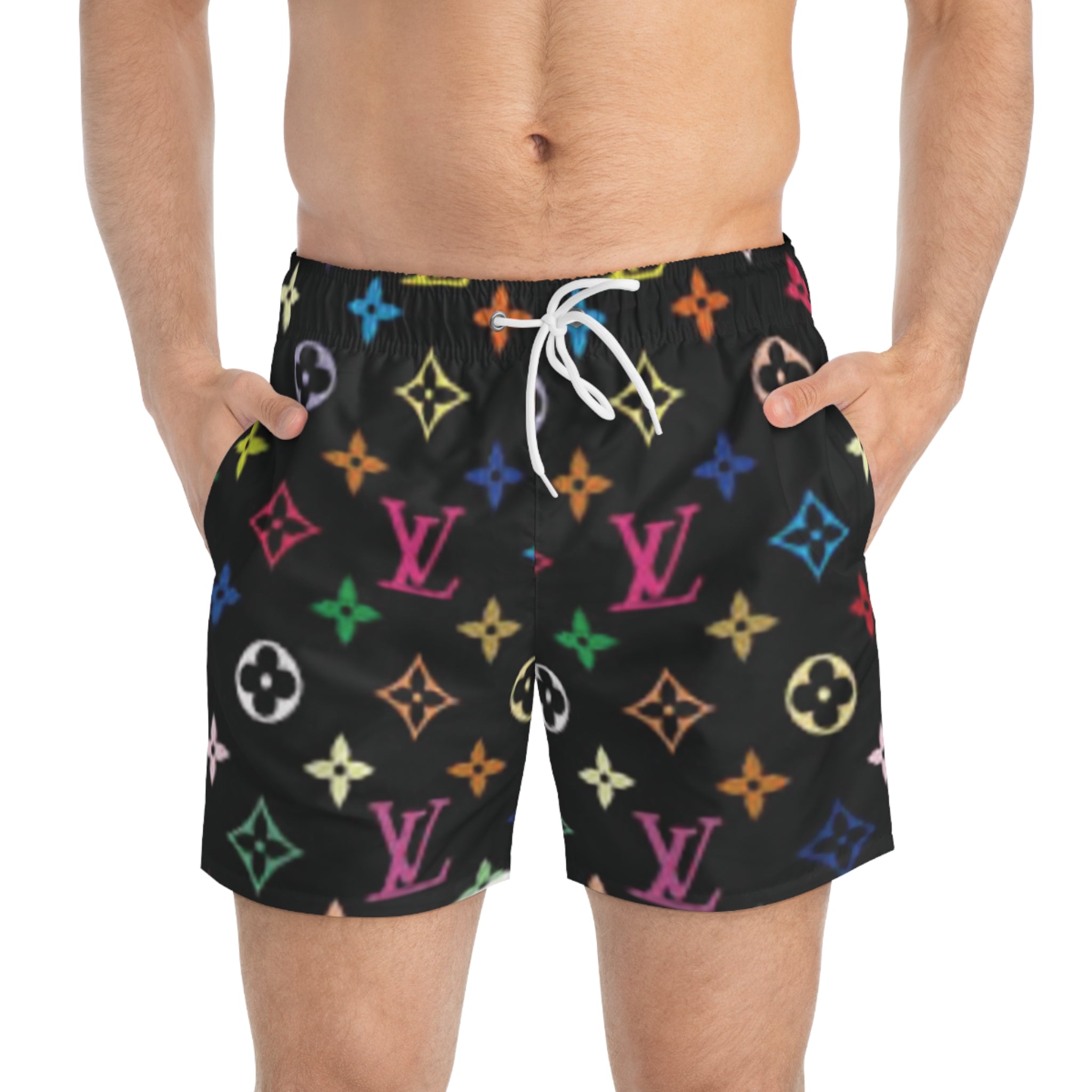 Colorful Designer Logo Swim Trunks