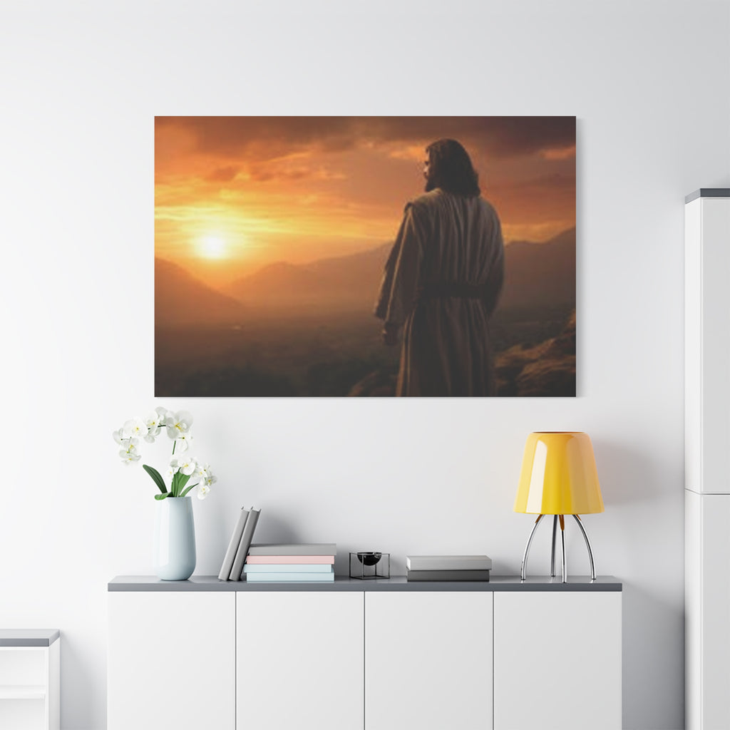 Inspirational Jesus Sunrise Matte Canvas Print — Religious Wall Art for Home & Church