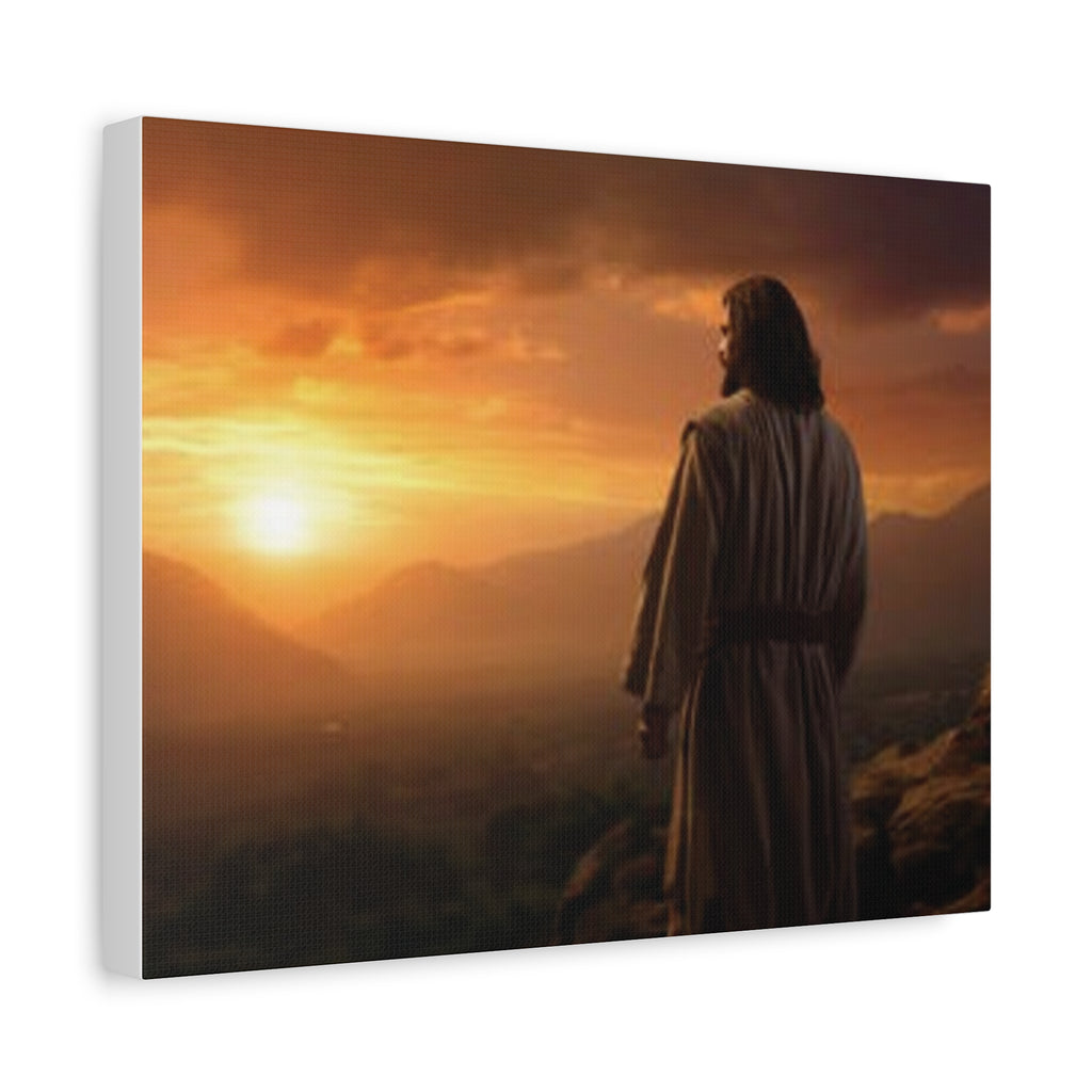 Inspirational Jesus Sunrise Matte Canvas Print — Religious Wall Art for Home & Church