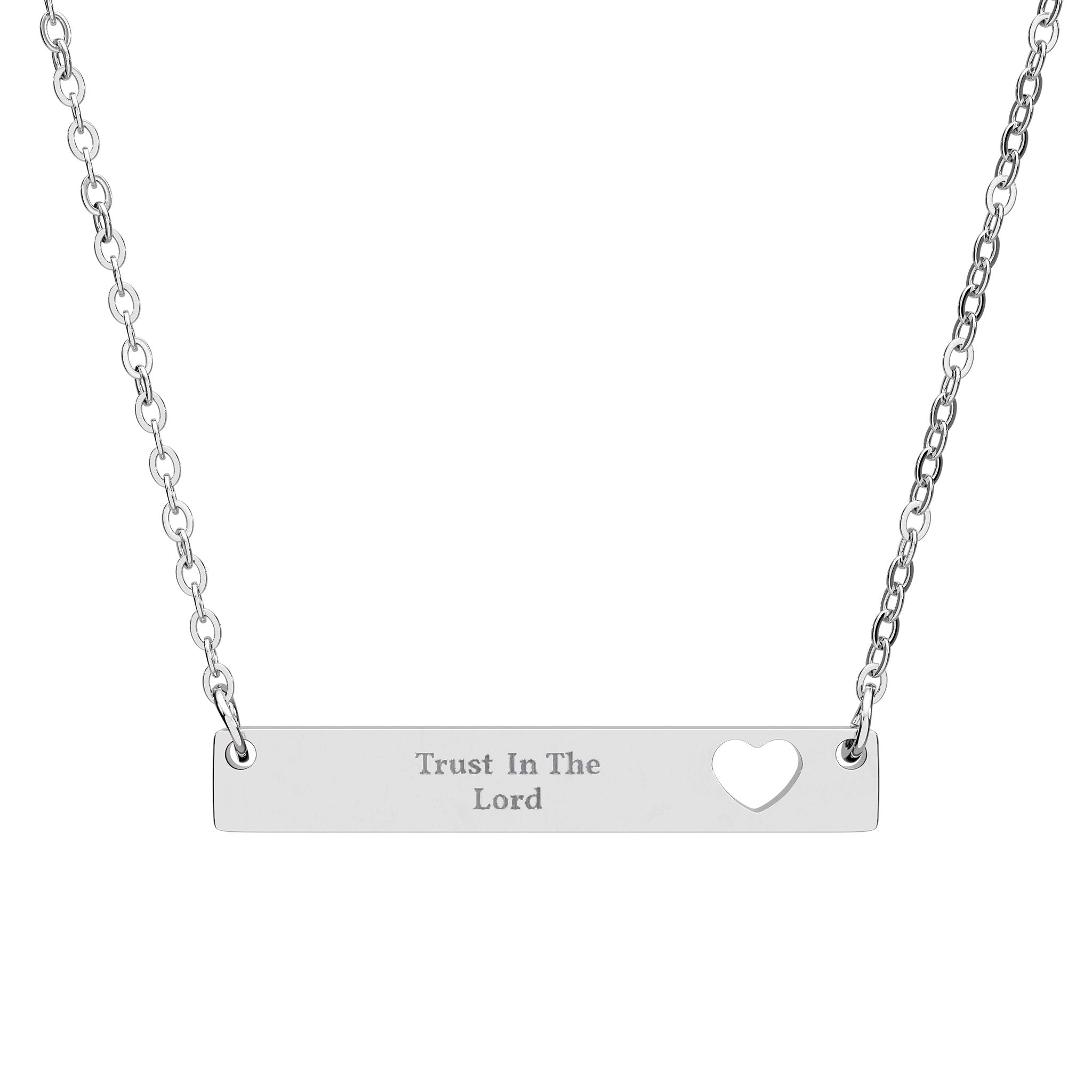 Cutout Heart Bar Necklace — Personalized Engraved Heart Bar Pendant
