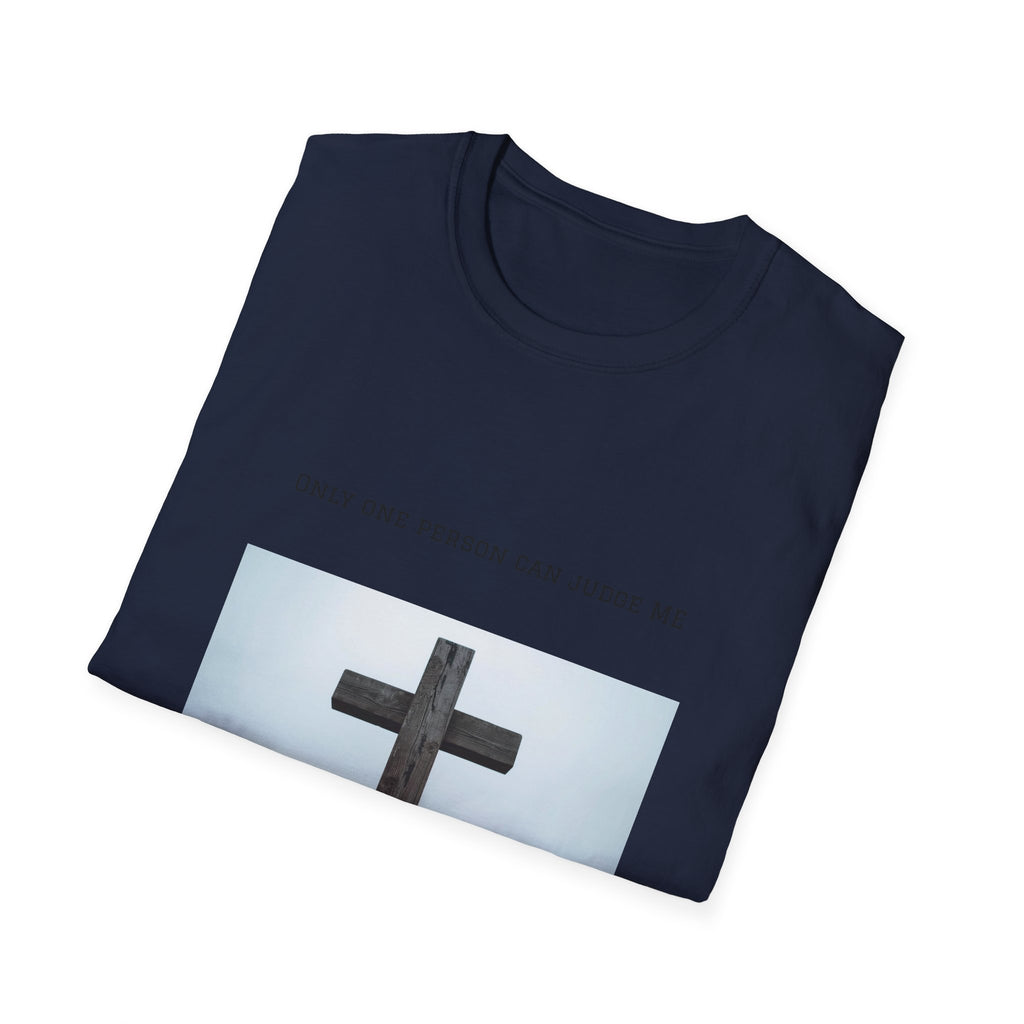 Cross Photo T-Shirt — "Only One Person Can Judge Me" Christian Tee