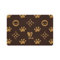 Luxury Paw Print Pet Food Mat (12x18) — Non-Slip Brown & Gold Feeding Placemat