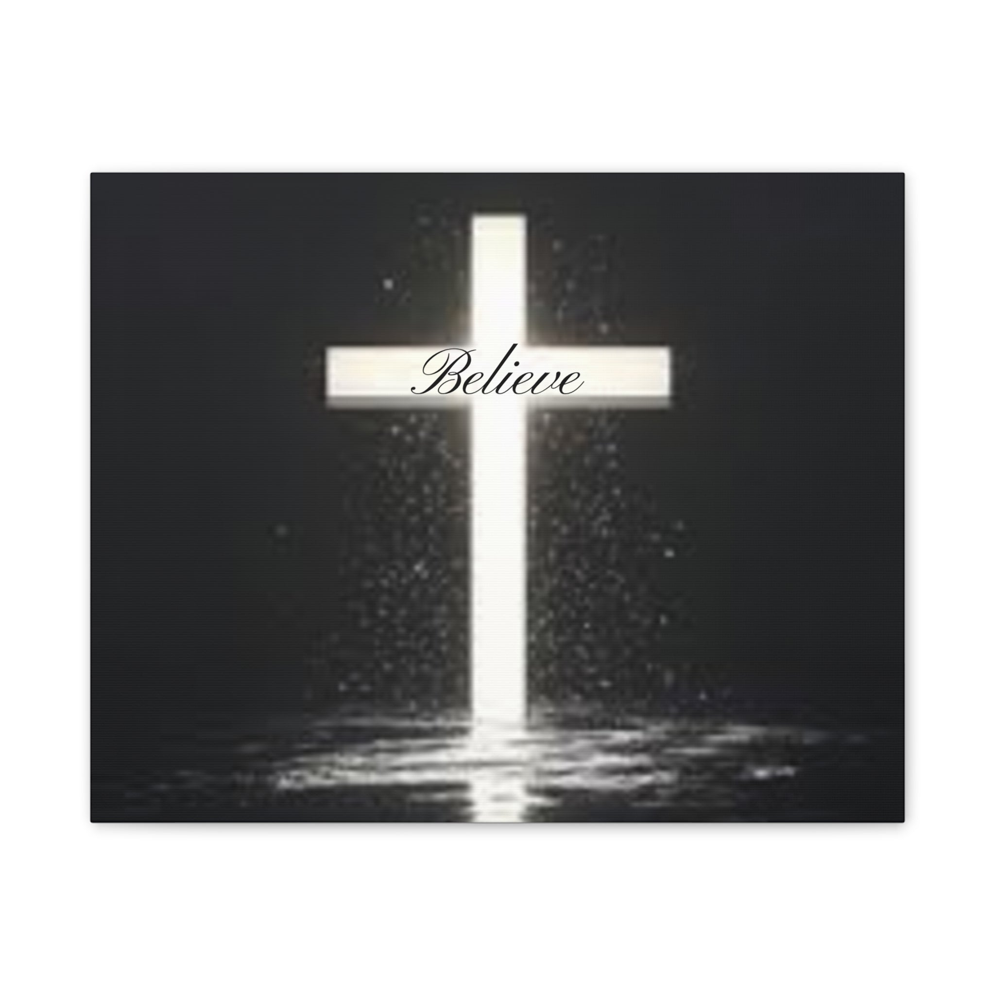 Believe Cross Canvas Wall Art – Inspirational Christian Canvas Print