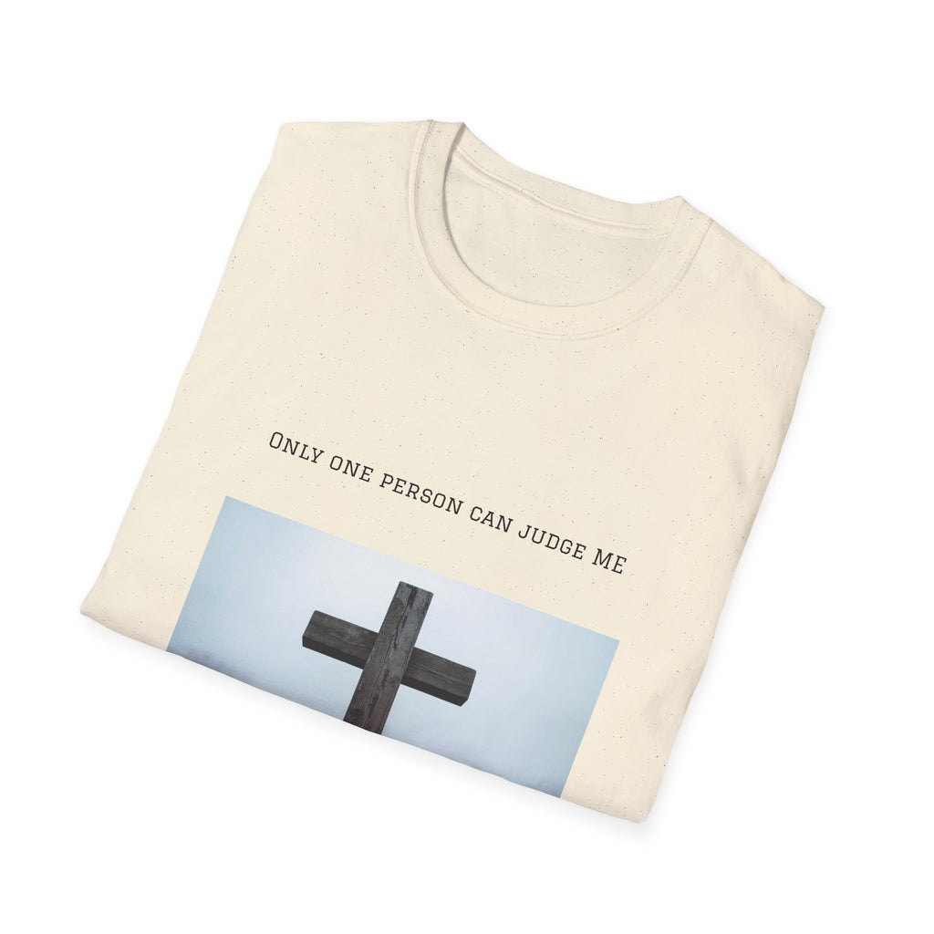 Cross Photo T-Shirt — "Only One Person Can Judge Me" Christian Tee