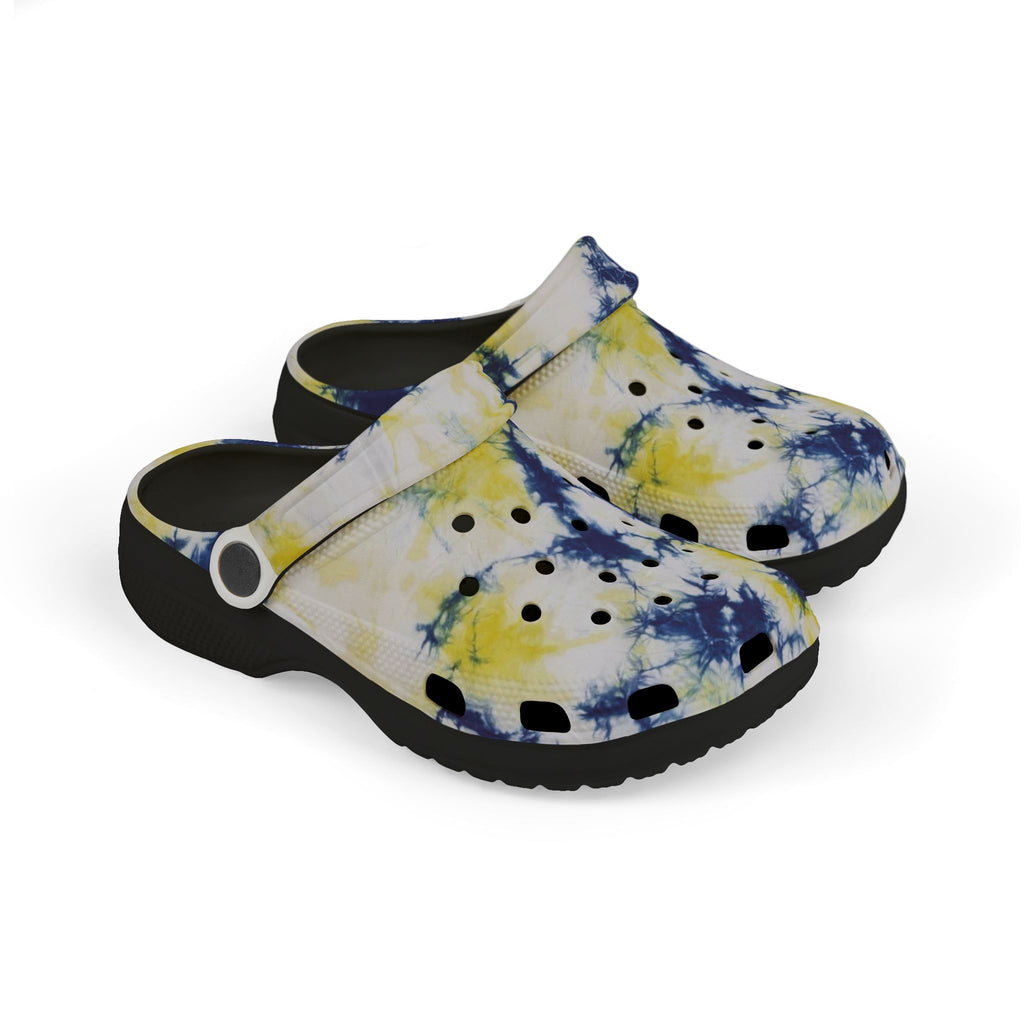 Kids Tie-Dye EVA Foam Clogs — Yellow & Navy Comfortable Garden Shoes