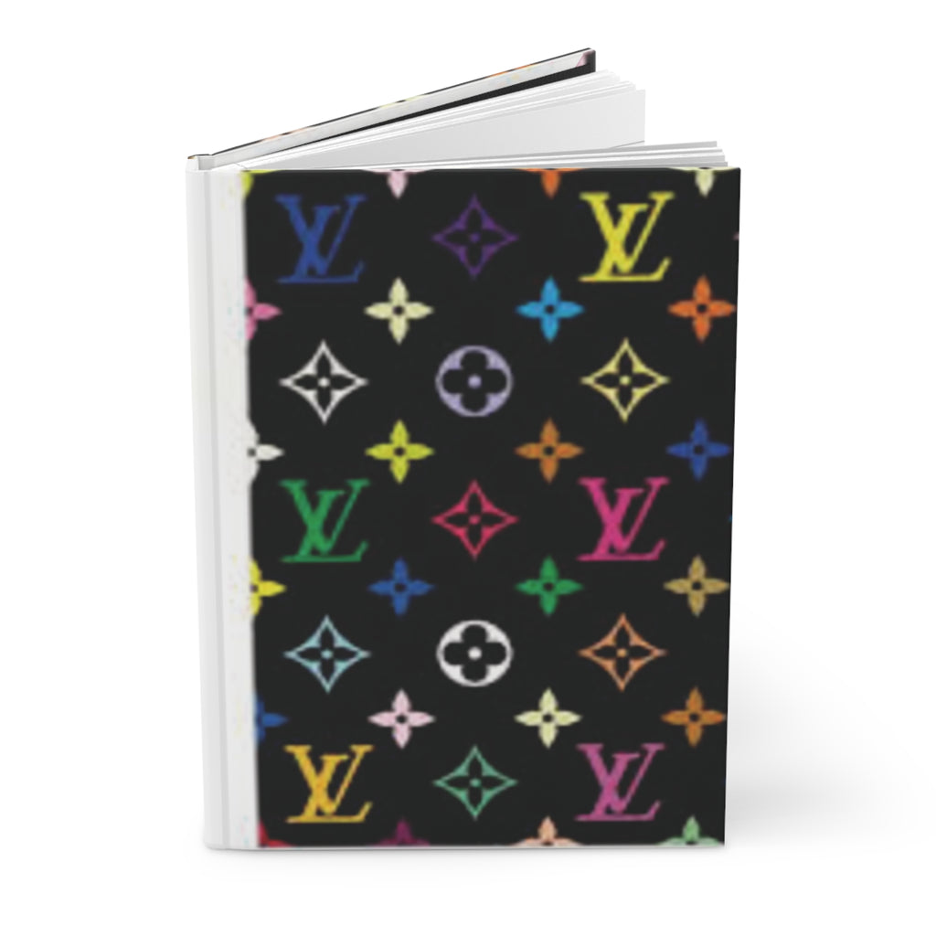 Rainbow Monogram Hardcover Journal — Luxury-Inspired Black Notebook
