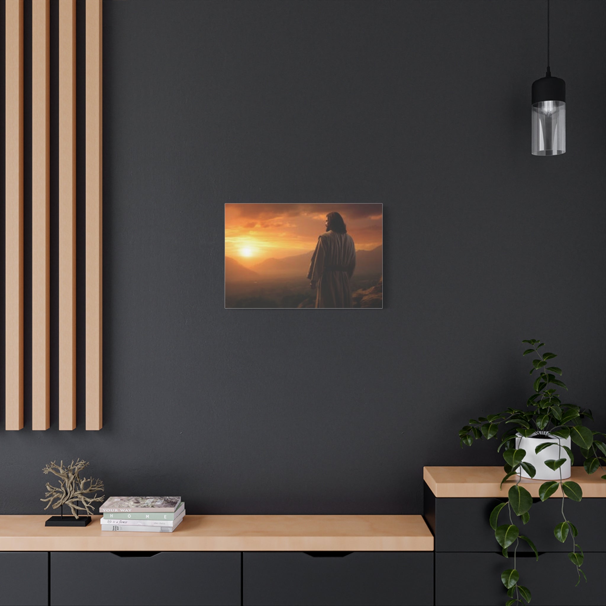 Inspirational Jesus Sunrise Matte Canvas Print — Religious Wall Art for Home & Church
