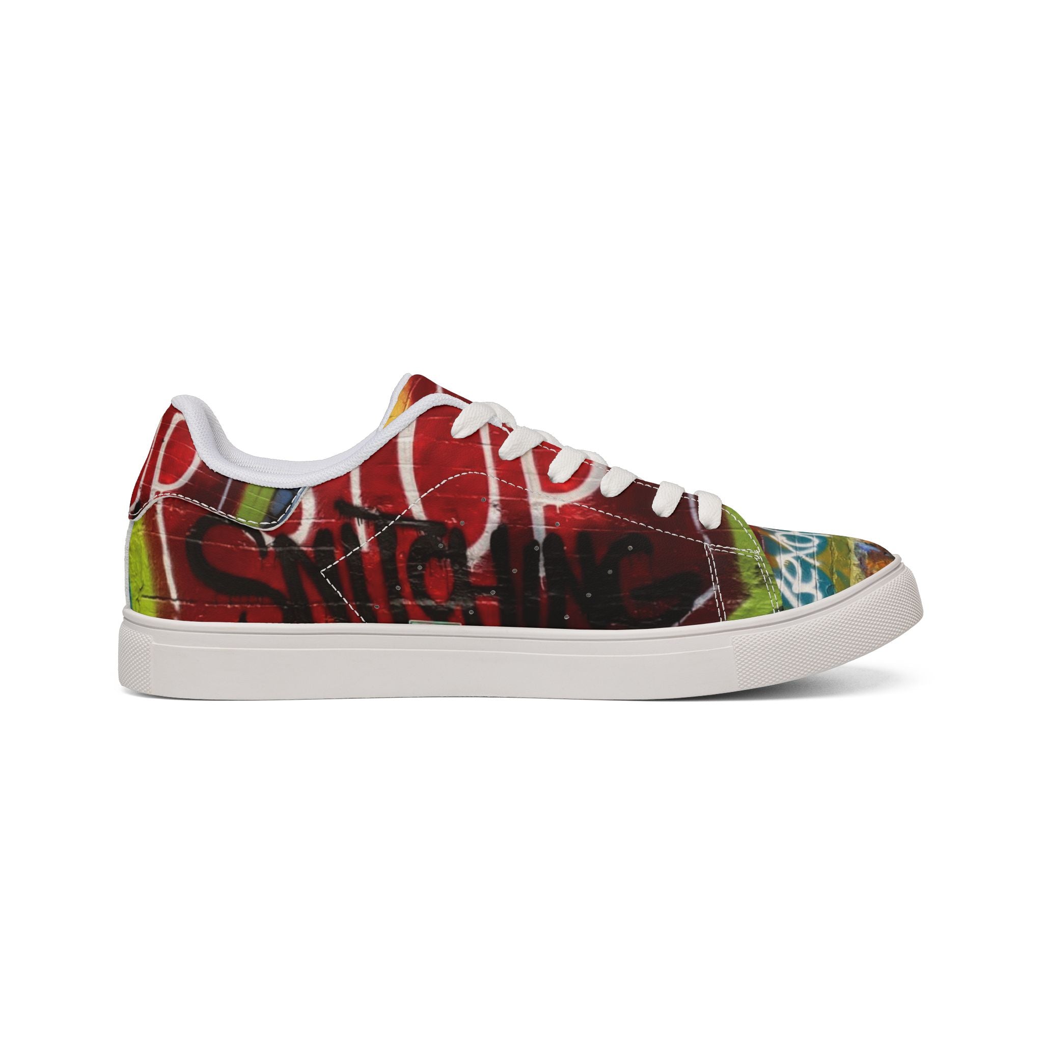 Graffiti 'STOP' Low-Top Leather Sneakers — Urban Street Style Shoes