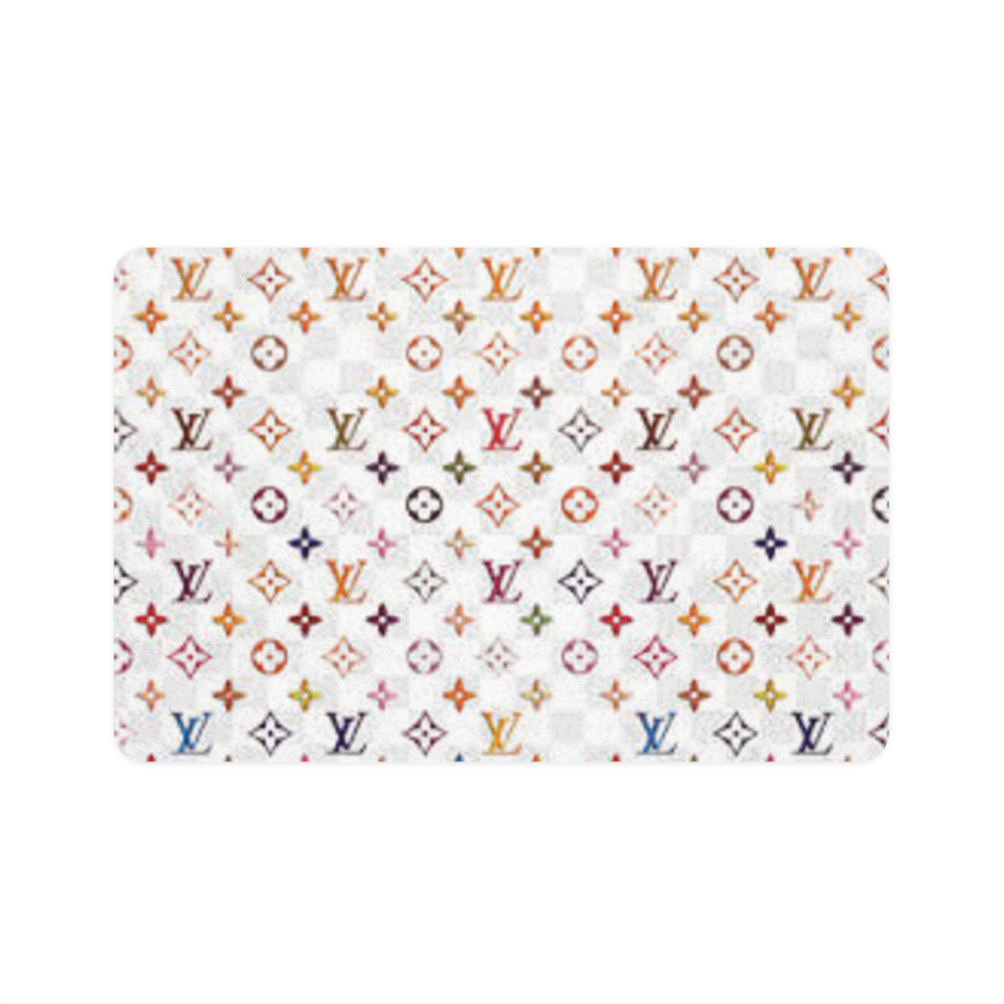 Designer Pattern Pet Food Mat (12x18) — Luxury Monogram Non-Slip Feeding Mat