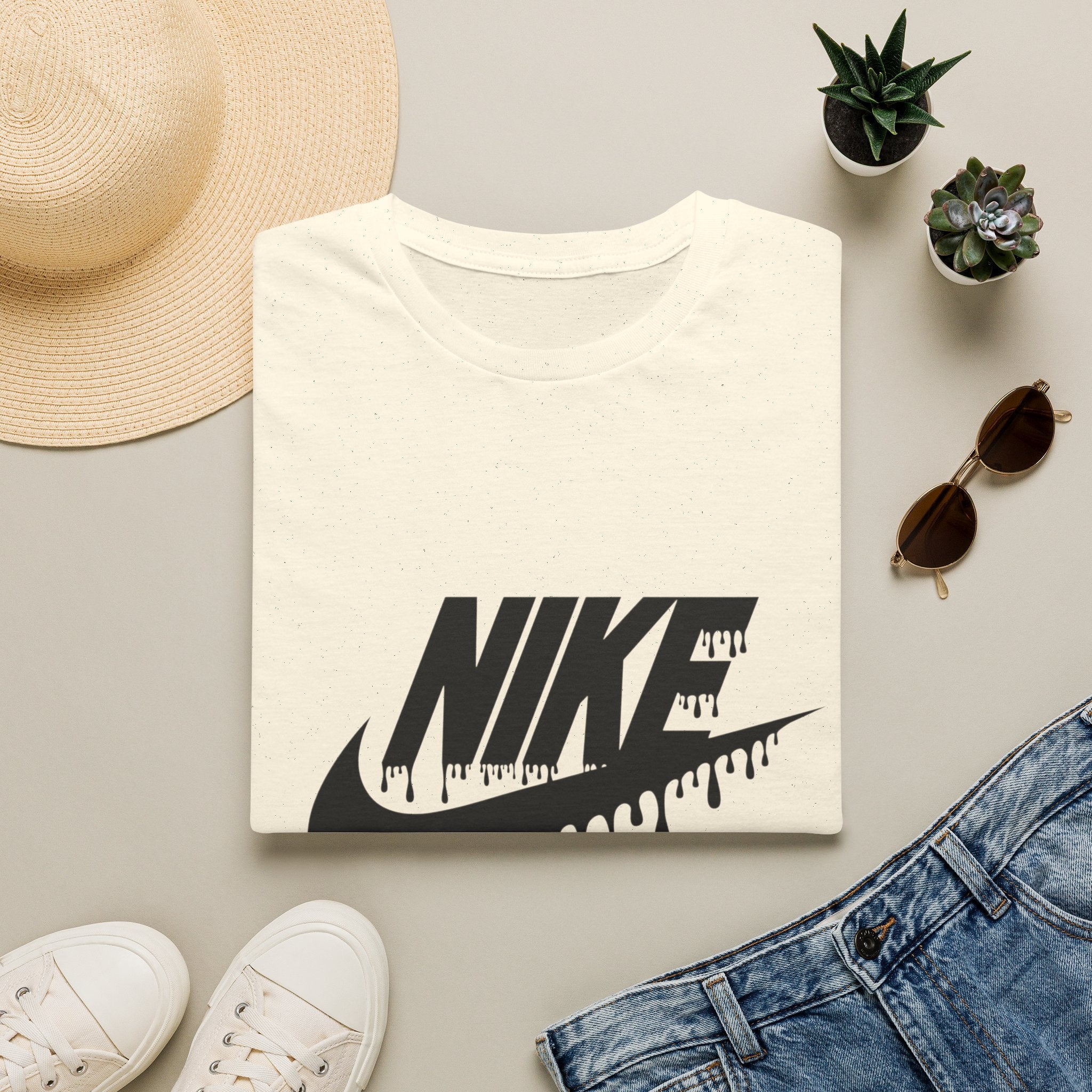 Drip Logo T‑Shirt — Black 'NIKE' Dripping Swoosh Graphic Tee