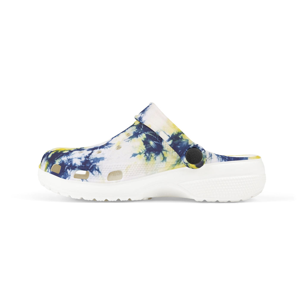 Kids Tie-Dye EVA Foam Clogs — Yellow & Navy Comfortable Garden Shoes