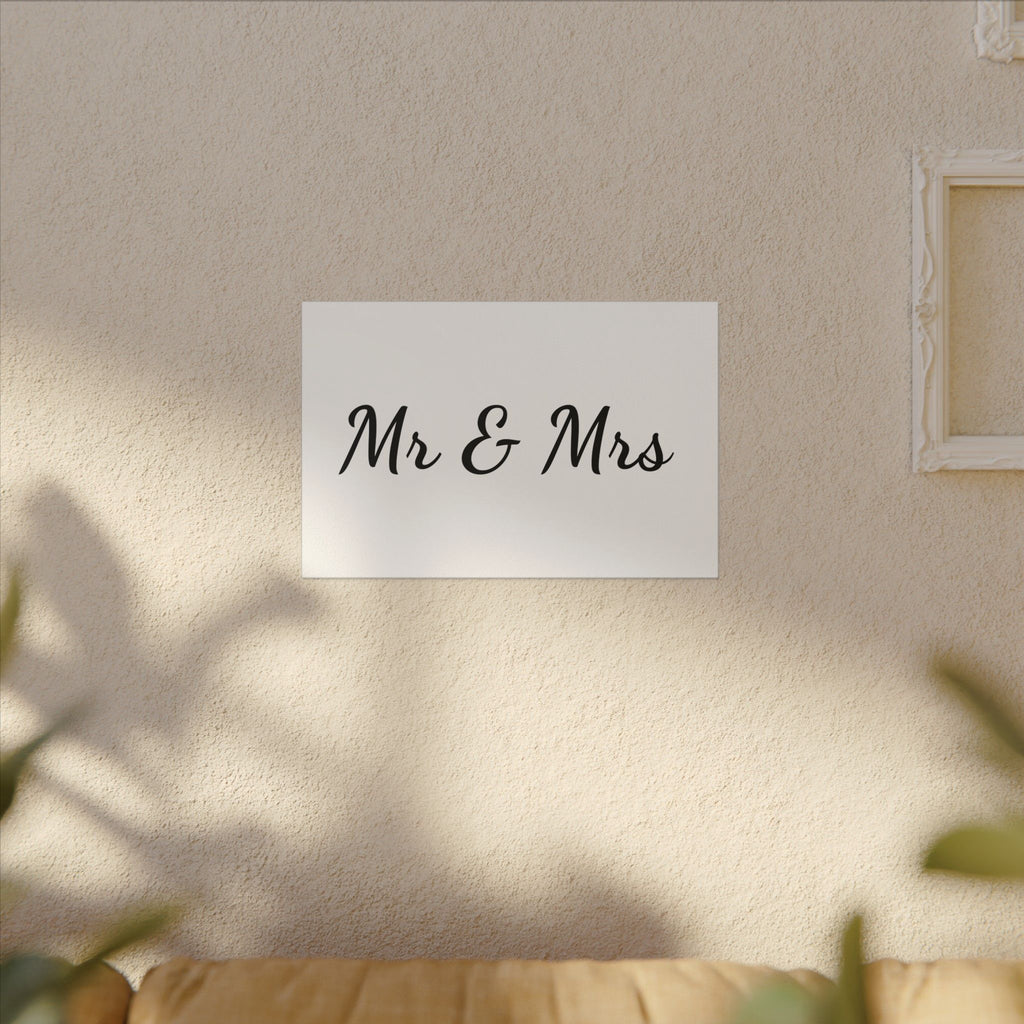 Mr & Mrs Wedding Canvas Print — Minimalist Stretched Wall Art
