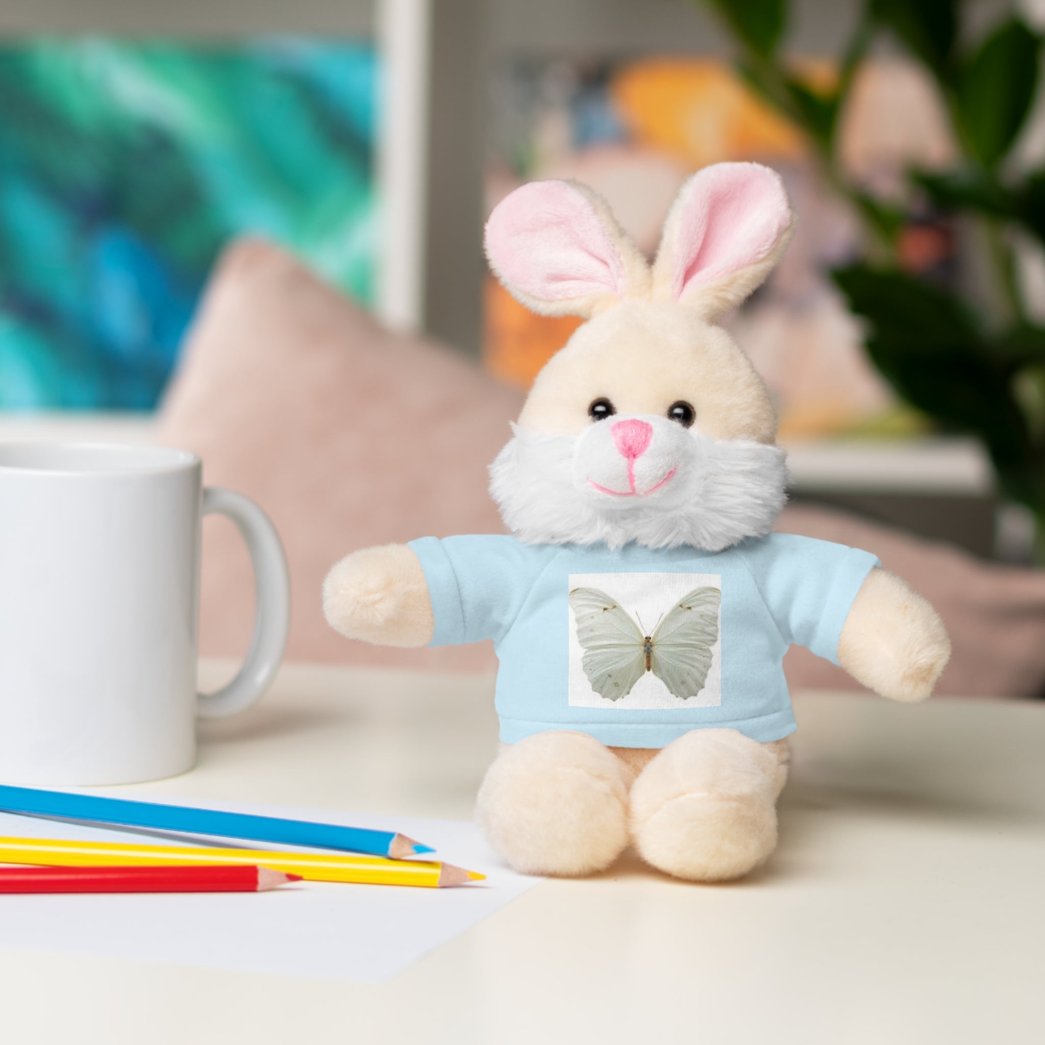 Plush Teddy Bear with Butterfly Tee — Soft Stuffed Animal Gift