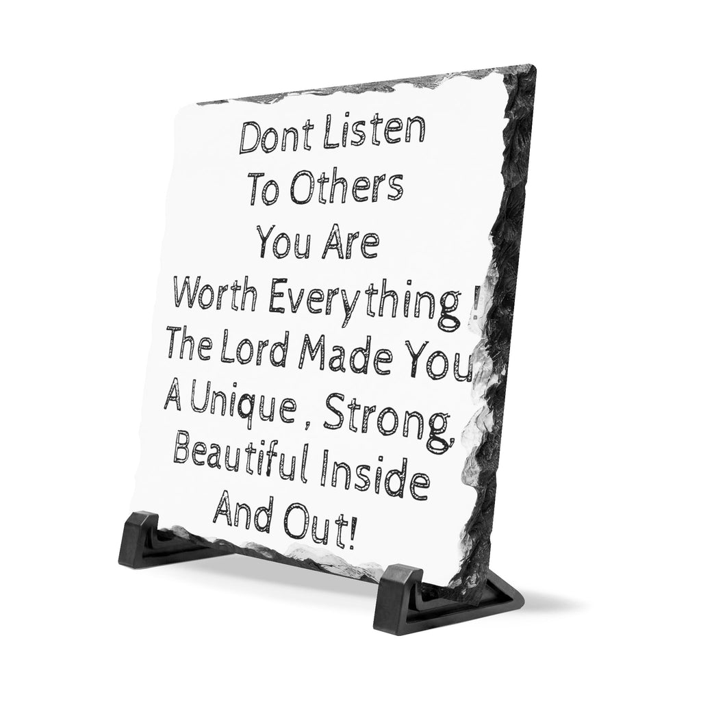 Inspirational Slate Desk Plaque – “Don’t Listen to Others” Christian Encouragement Gift