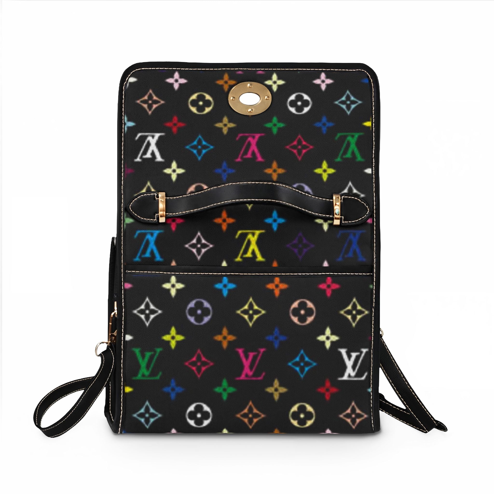 Designer-Inspired Canvas Handbag — Multicolor Monogram Waterproof Bag