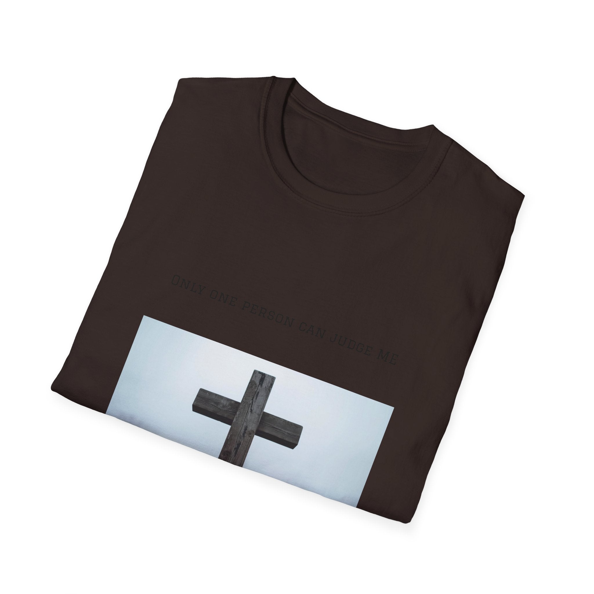 Cross Photo T-Shirt — "Only One Person Can Judge Me" Christian Tee