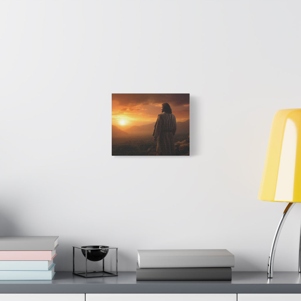 Inspirational Jesus Sunrise Matte Canvas Print — Religious Wall Art for Home & Church