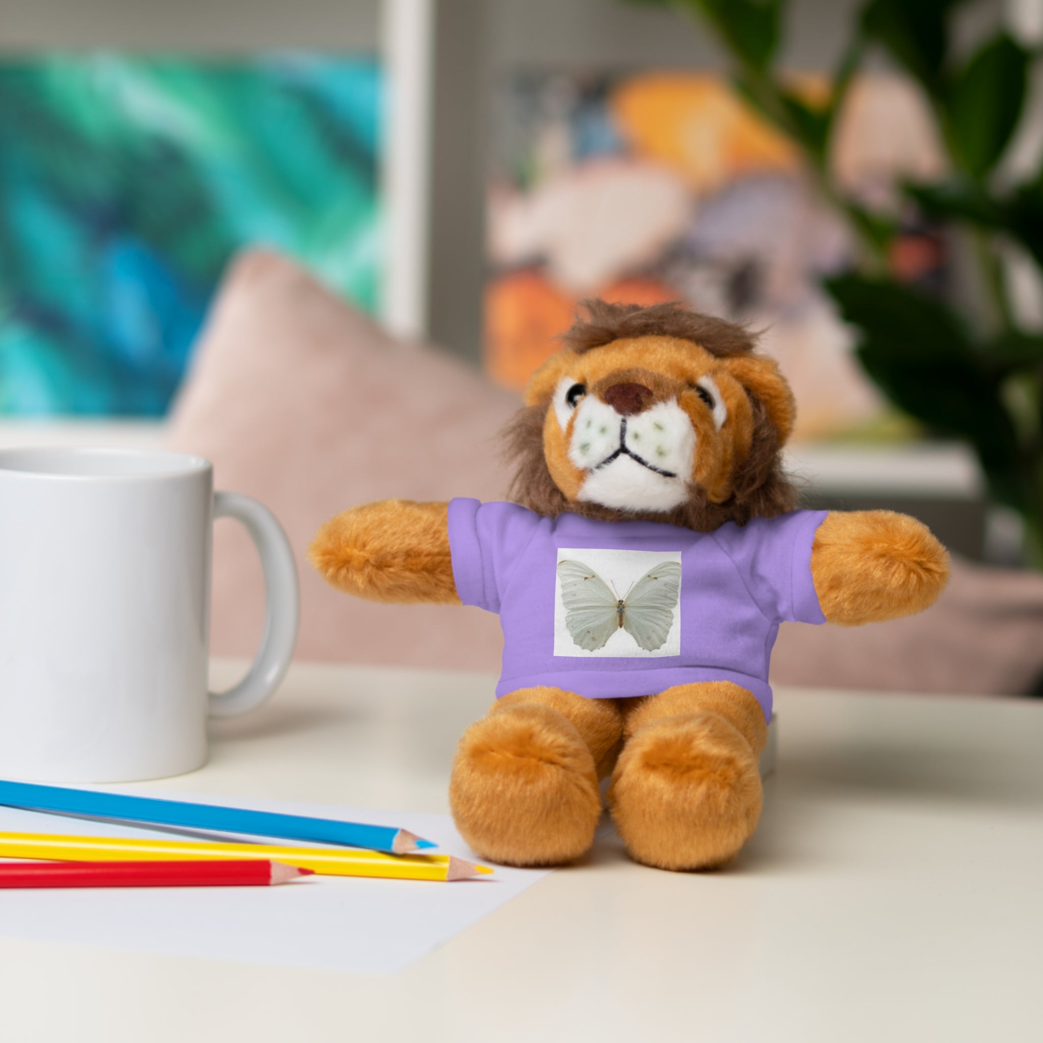 Plush Teddy Bear with Butterfly Tee — Soft Stuffed Animal Gift