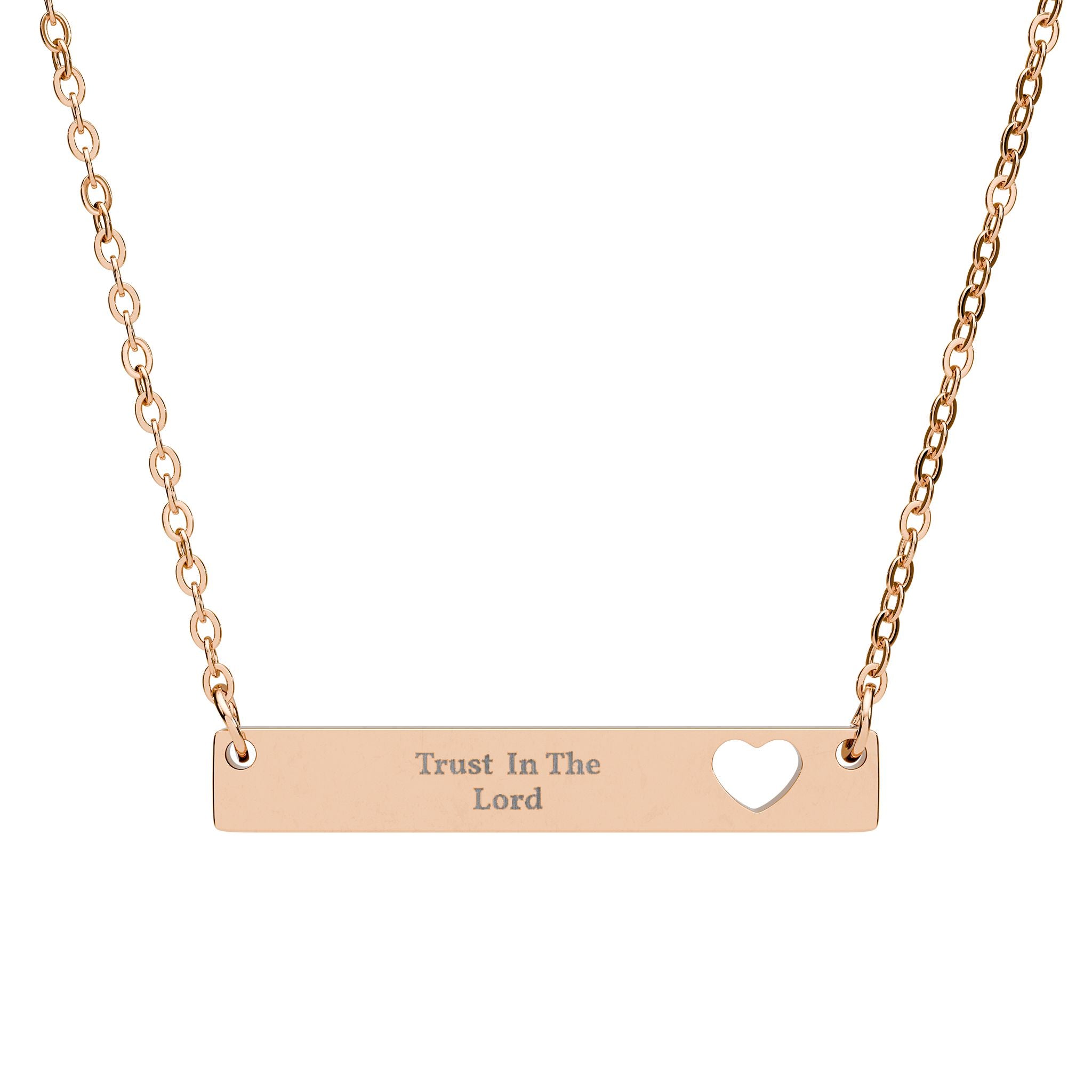 Cutout Heart Bar Necklace — Personalized Engraved Heart Bar Pendant