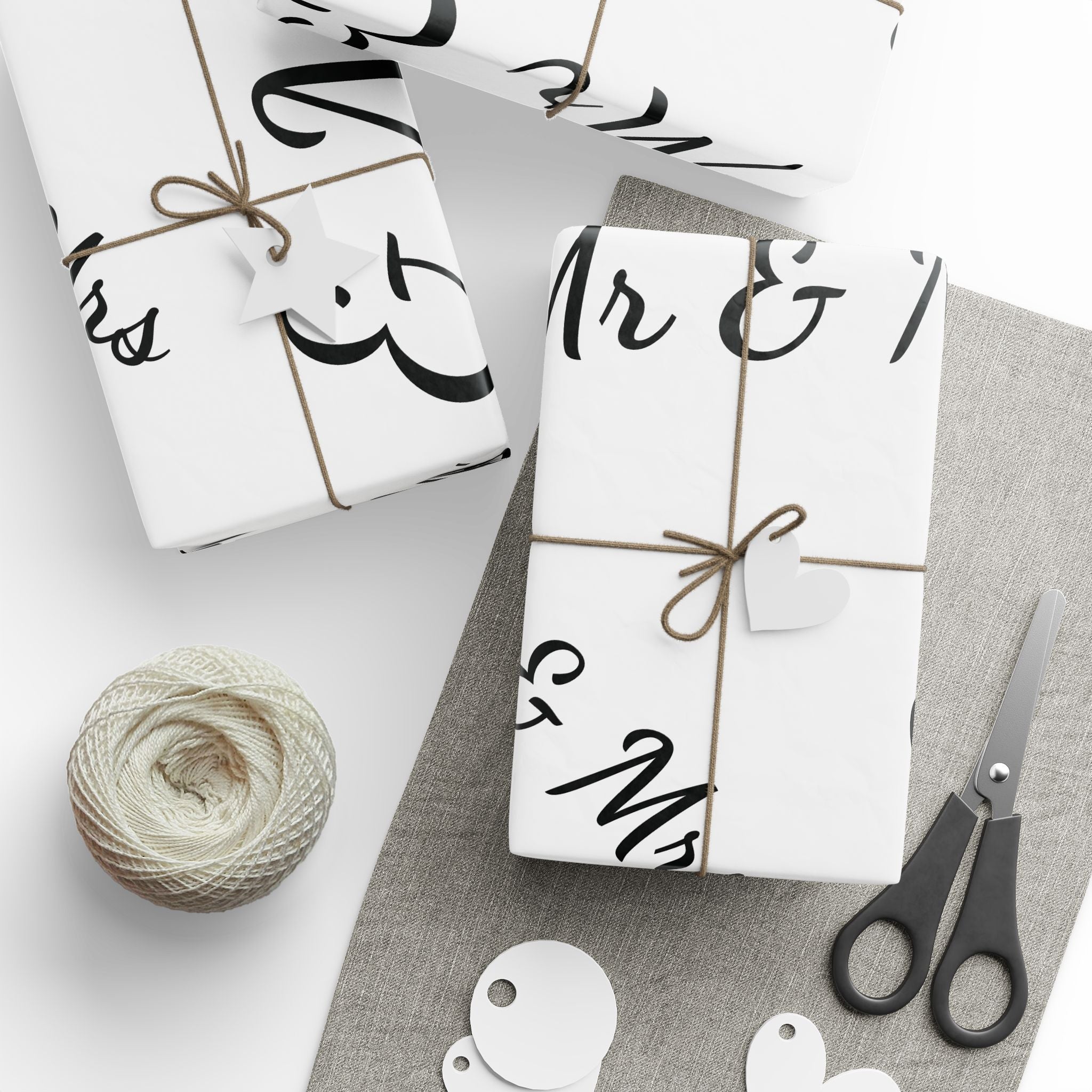 Monochrome Handwritten "Merry" Wrapping Paper Roll