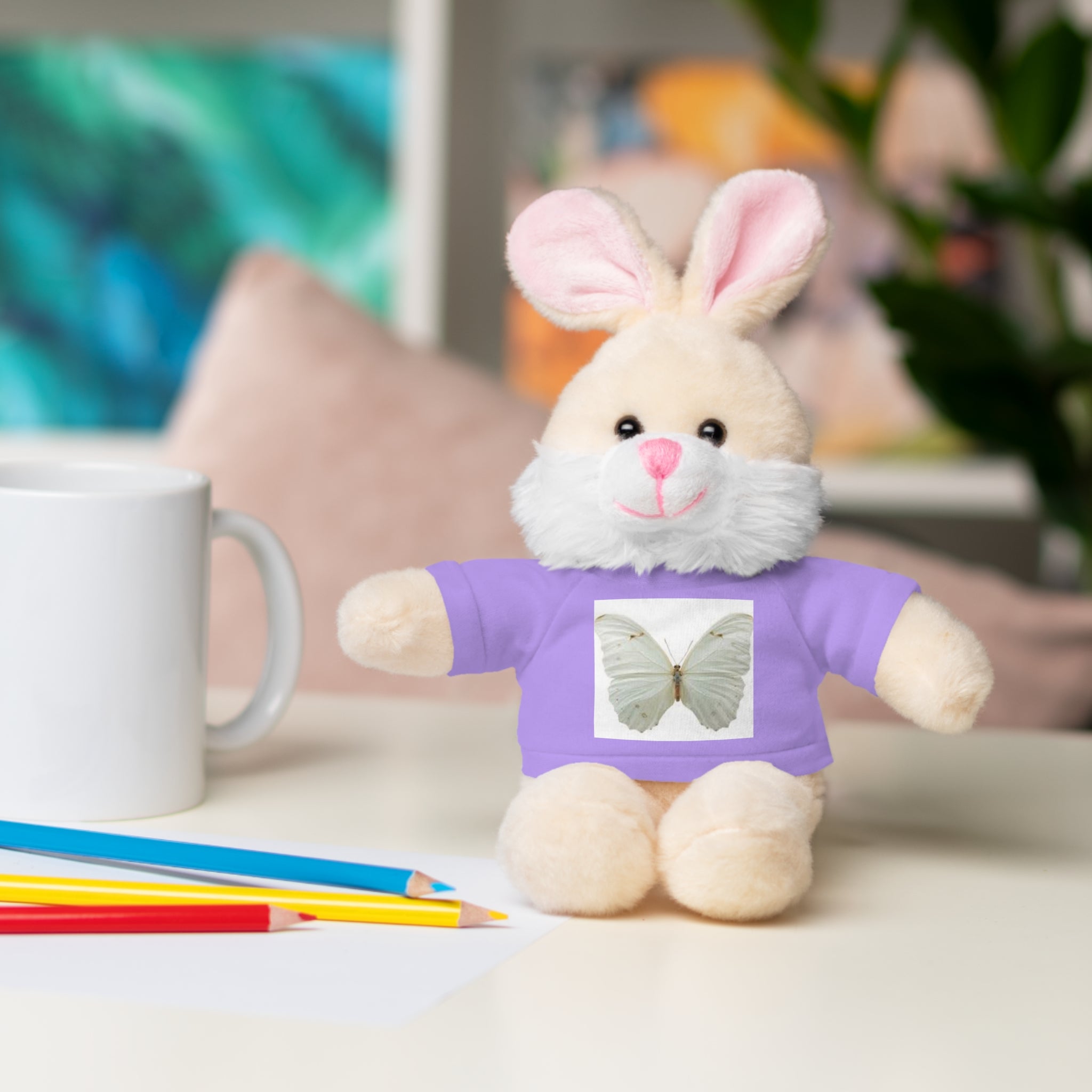 Plush Teddy Bear with Butterfly Tee — Soft Stuffed Animal Gift