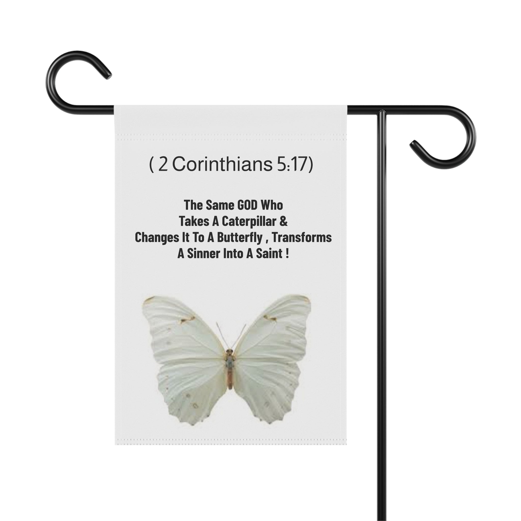 2 Corinthians 5:17 Butterfly Garden Flag — Christian Inspirational Garden Banner