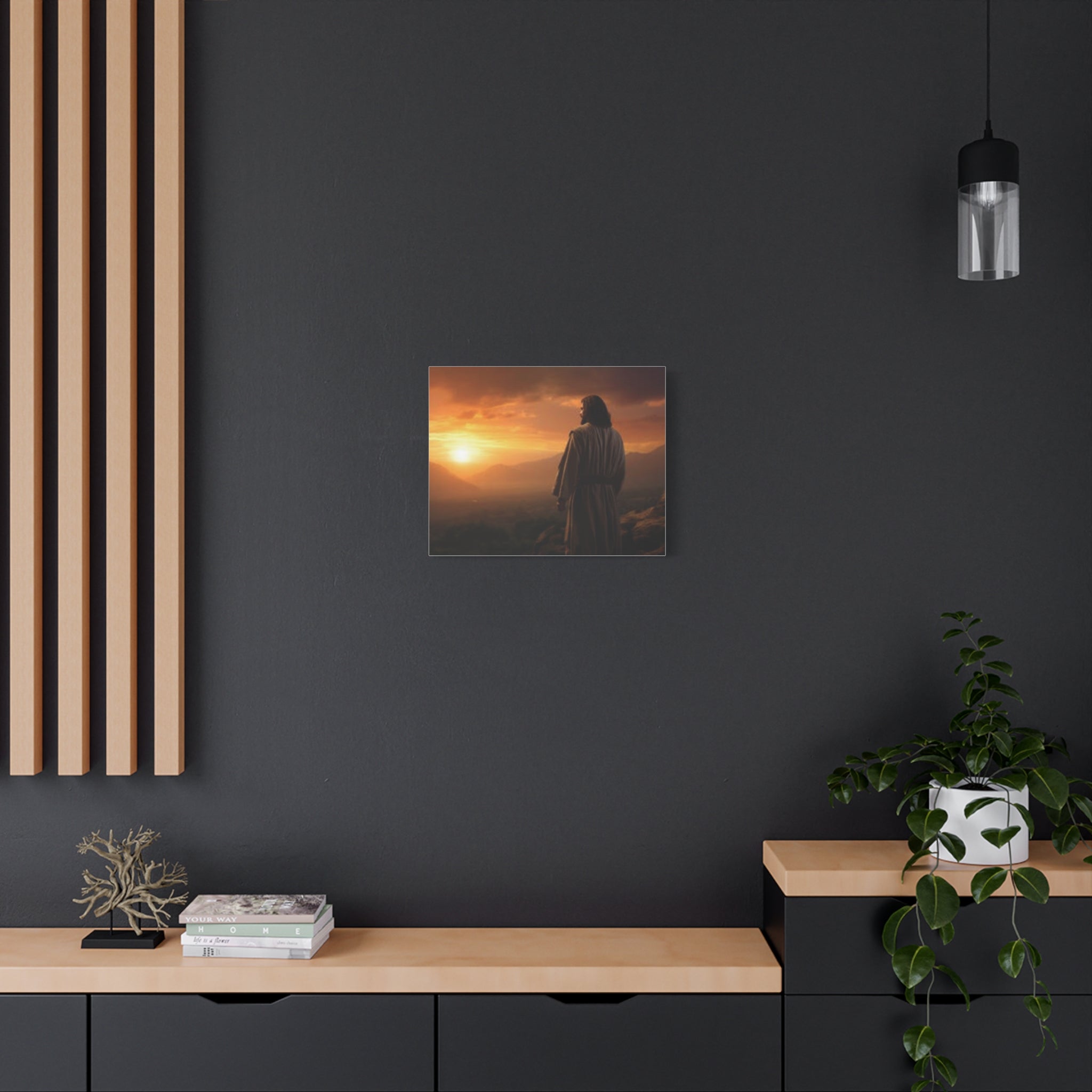 Inspirational Jesus Sunrise Matte Canvas Print — Religious Wall Art for Home & Church